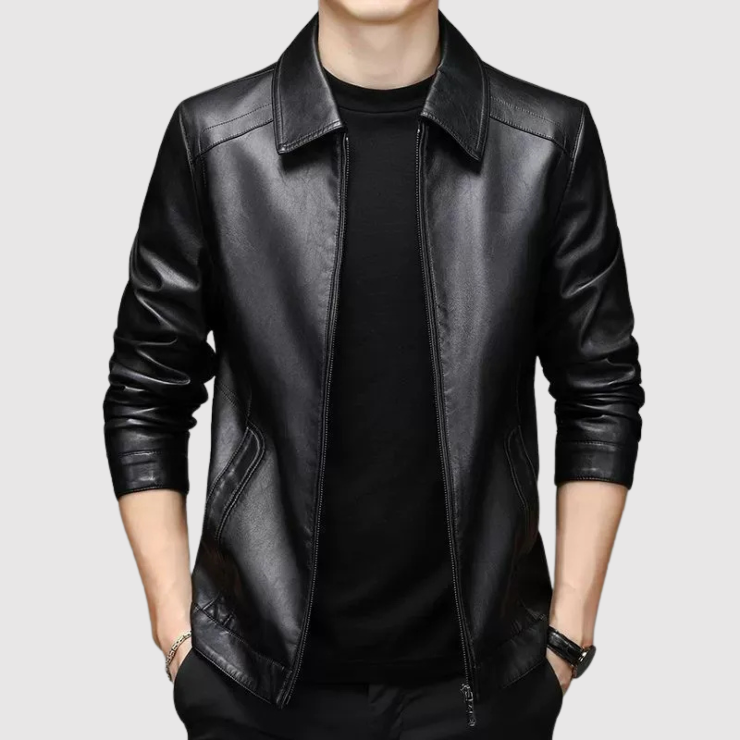 Dorian – Veste en cuir classique avec col pur