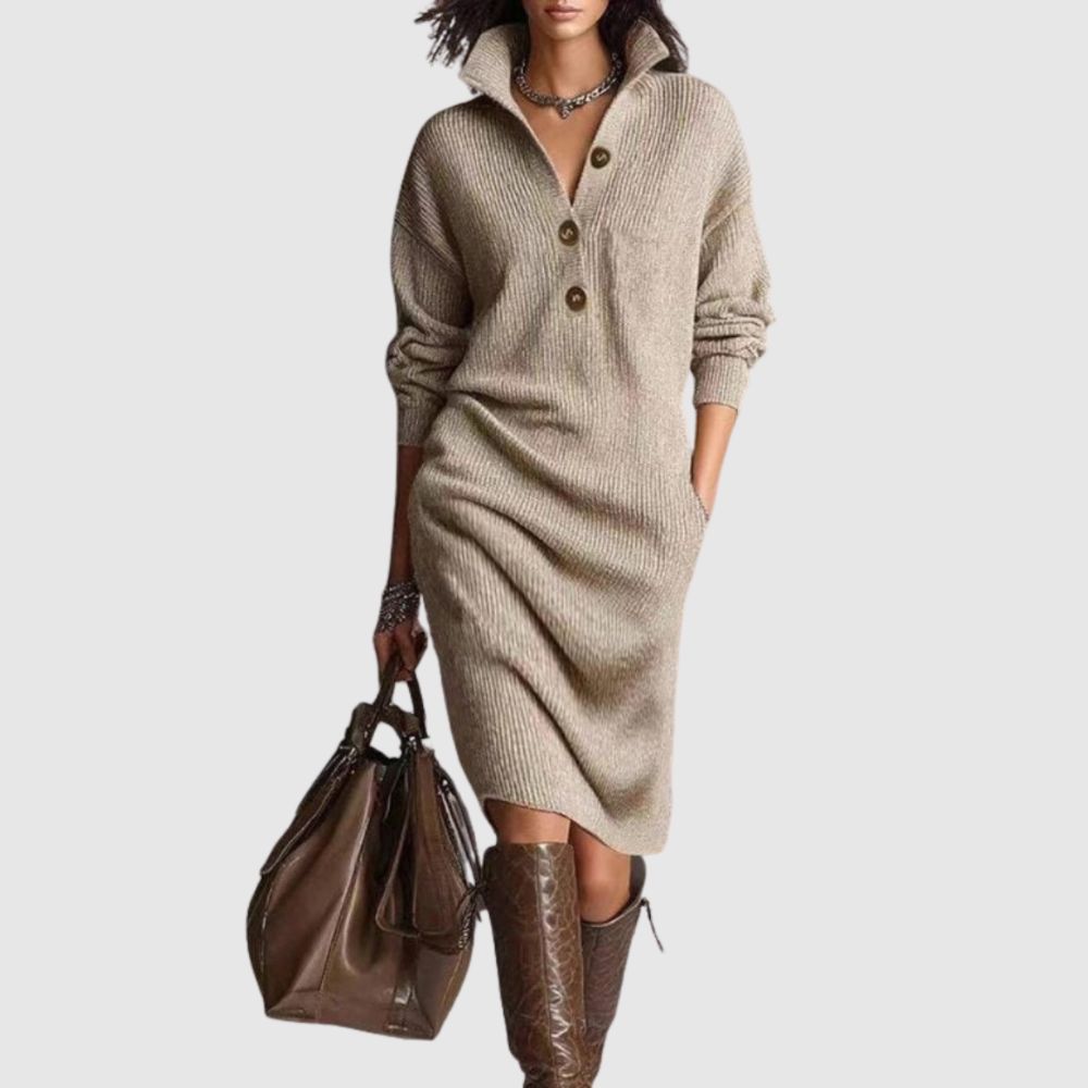 Zoé - Robe en tricot avec boutons