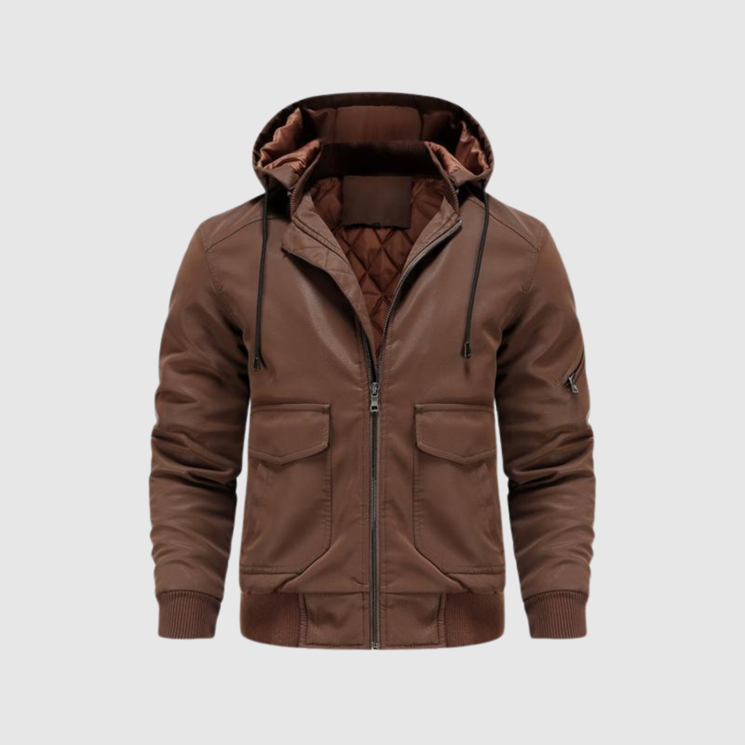 Marek – Veste pour homme en cuir écologique avec capuche
