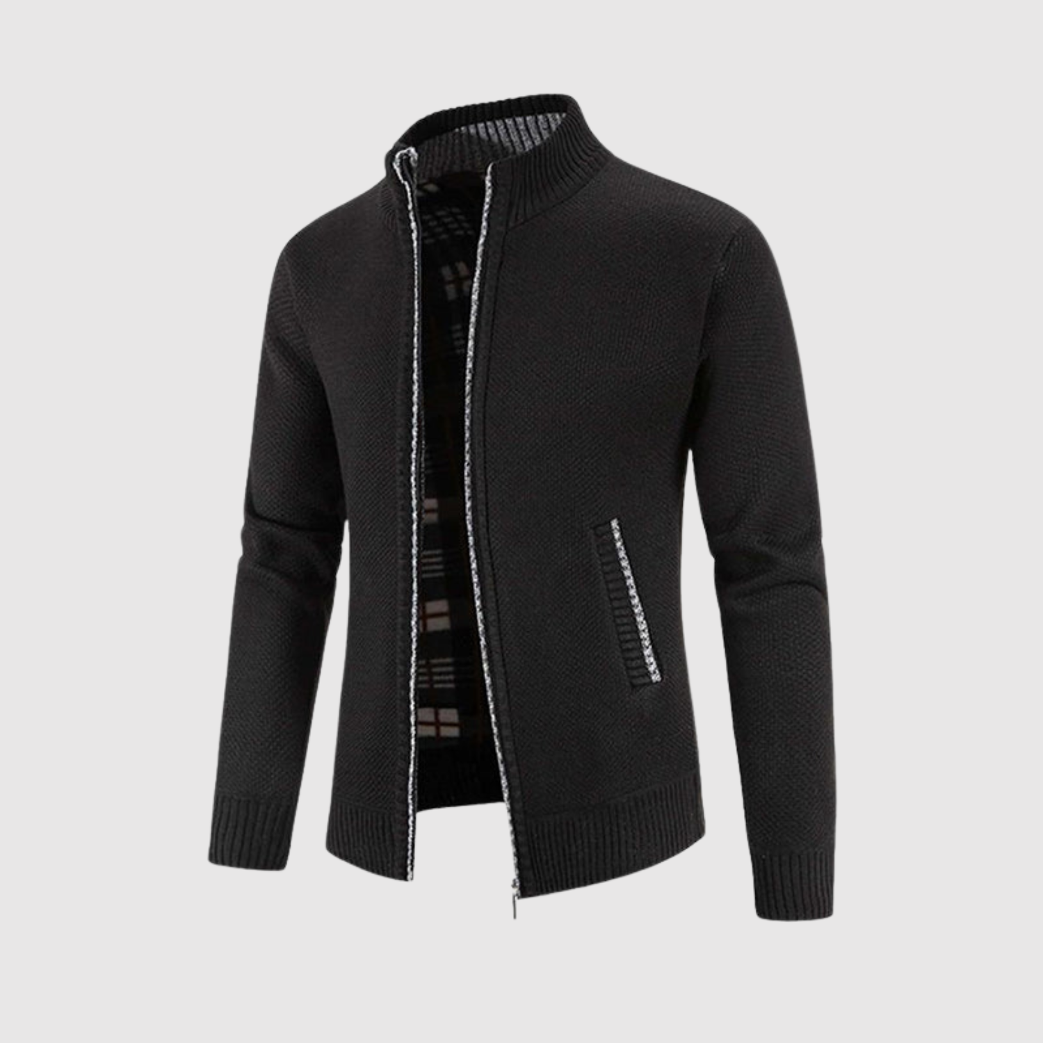 Šimon – Gilet tressé avec fermeture éclair et design élégant