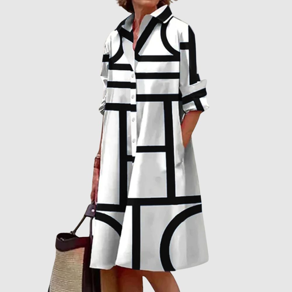 Zoé - Robe chemise avec motif géométrique