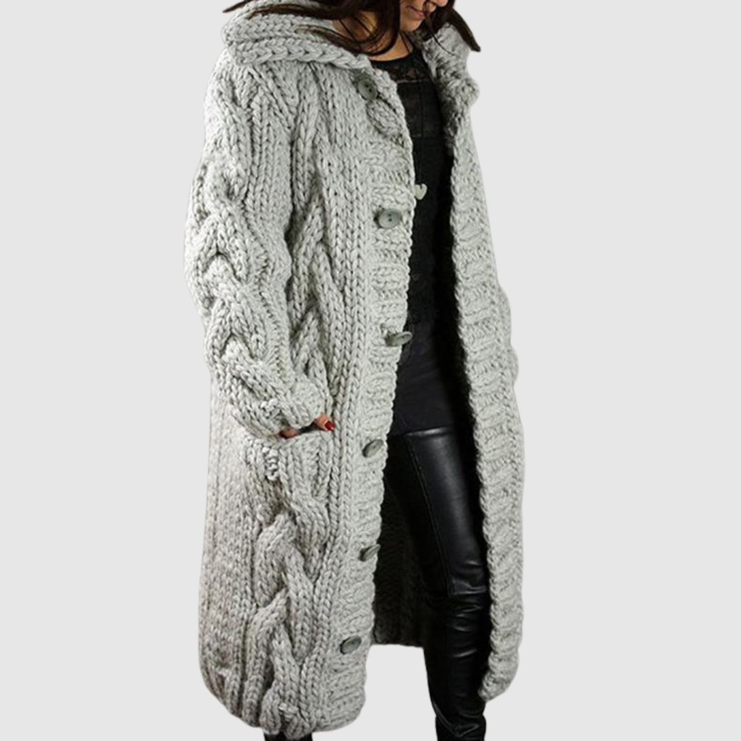 Jelena - Manteau long en tricot avec un relief moderne