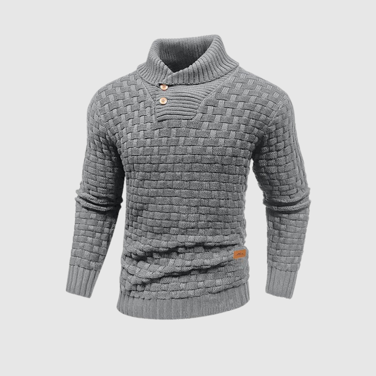 Daniel – Pull pour homme en tricot avec boutons et col montant