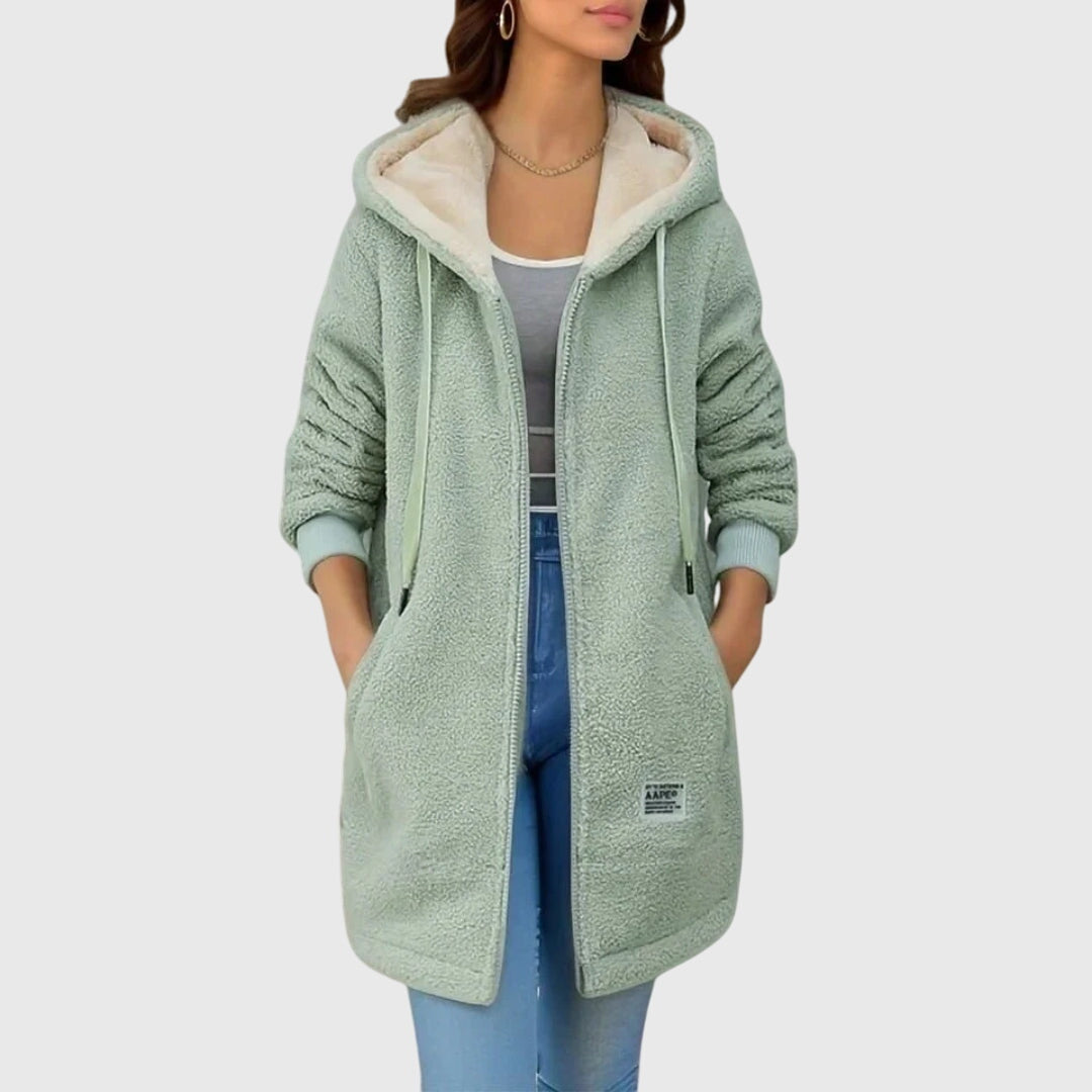 Jelena - Long manteau teddy avec capuche