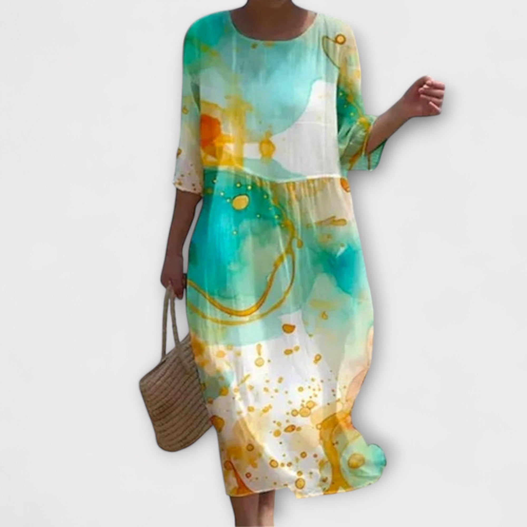 Léna - Robe longue élégante à motif floral