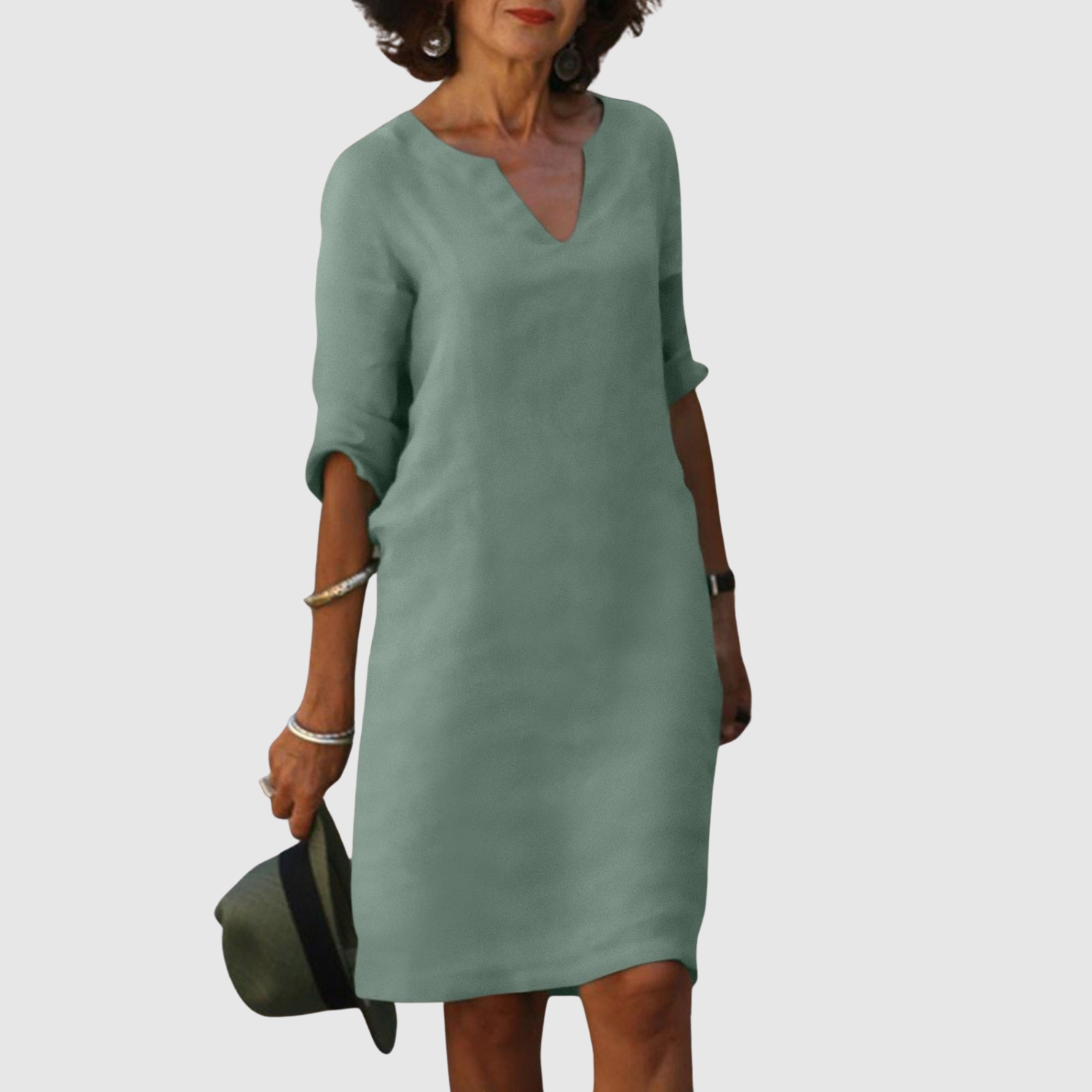 Léna – Robe classique décontractée au look lin