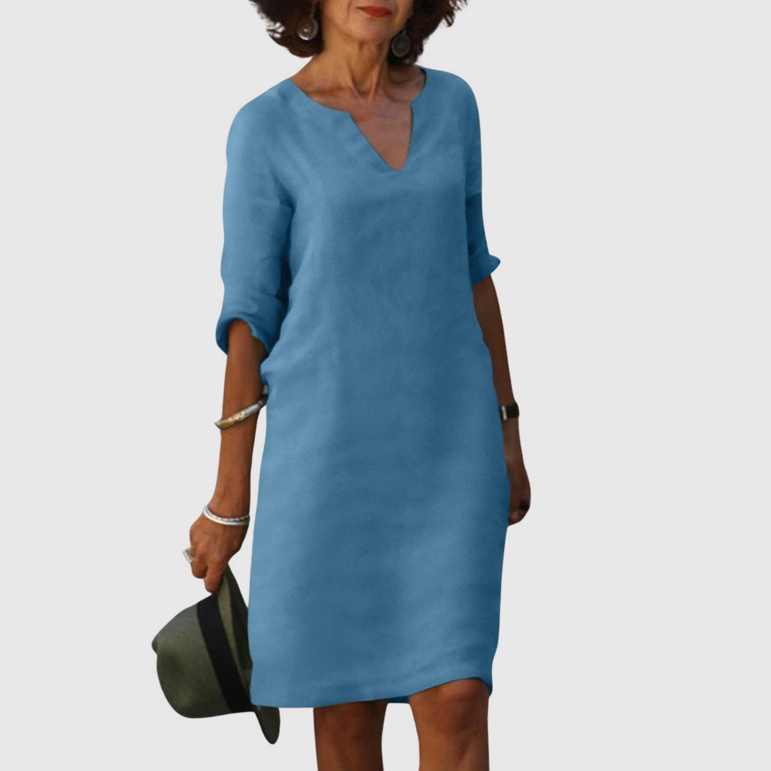 Léna – Robe classique décontractée au look lin