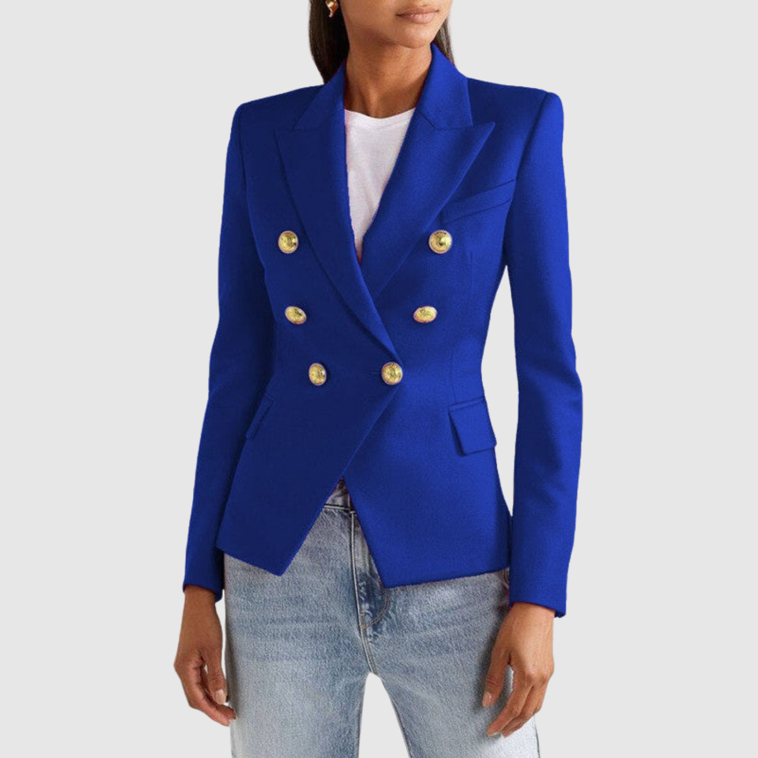 Silvie – Veste bicolore avec boutons dorés