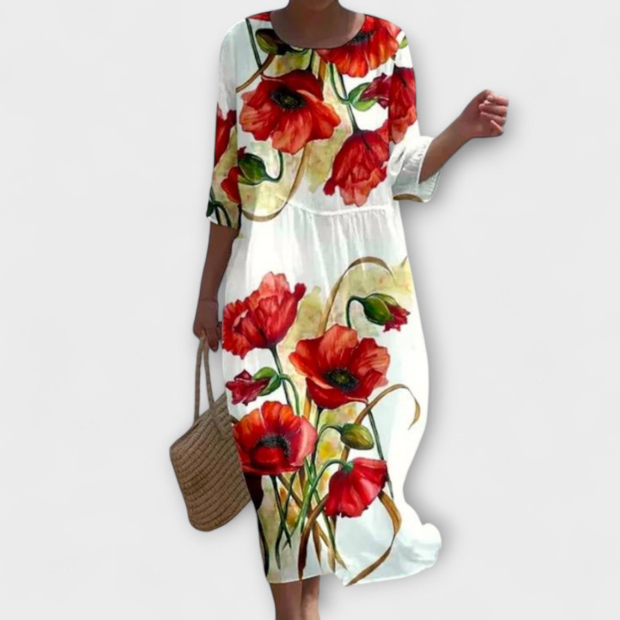Léna - Robe longue élégante à motif floral