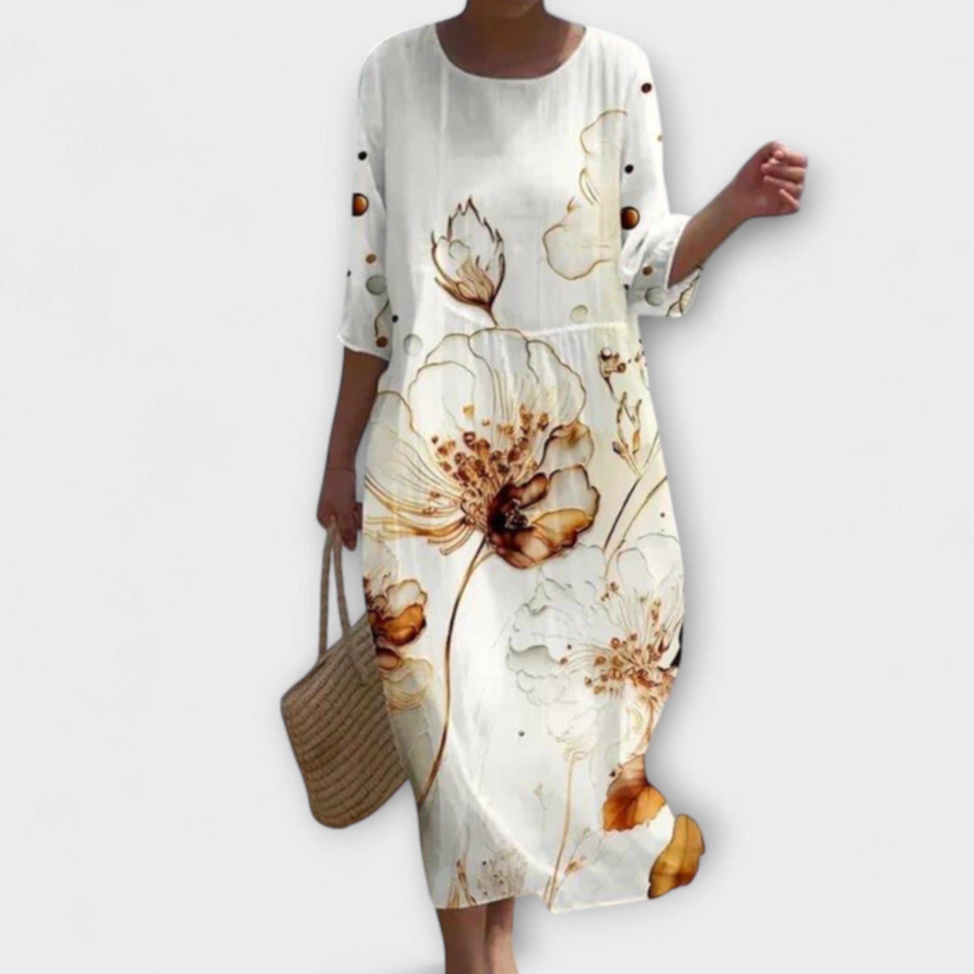Léna - Robe longue élégante à motif floral