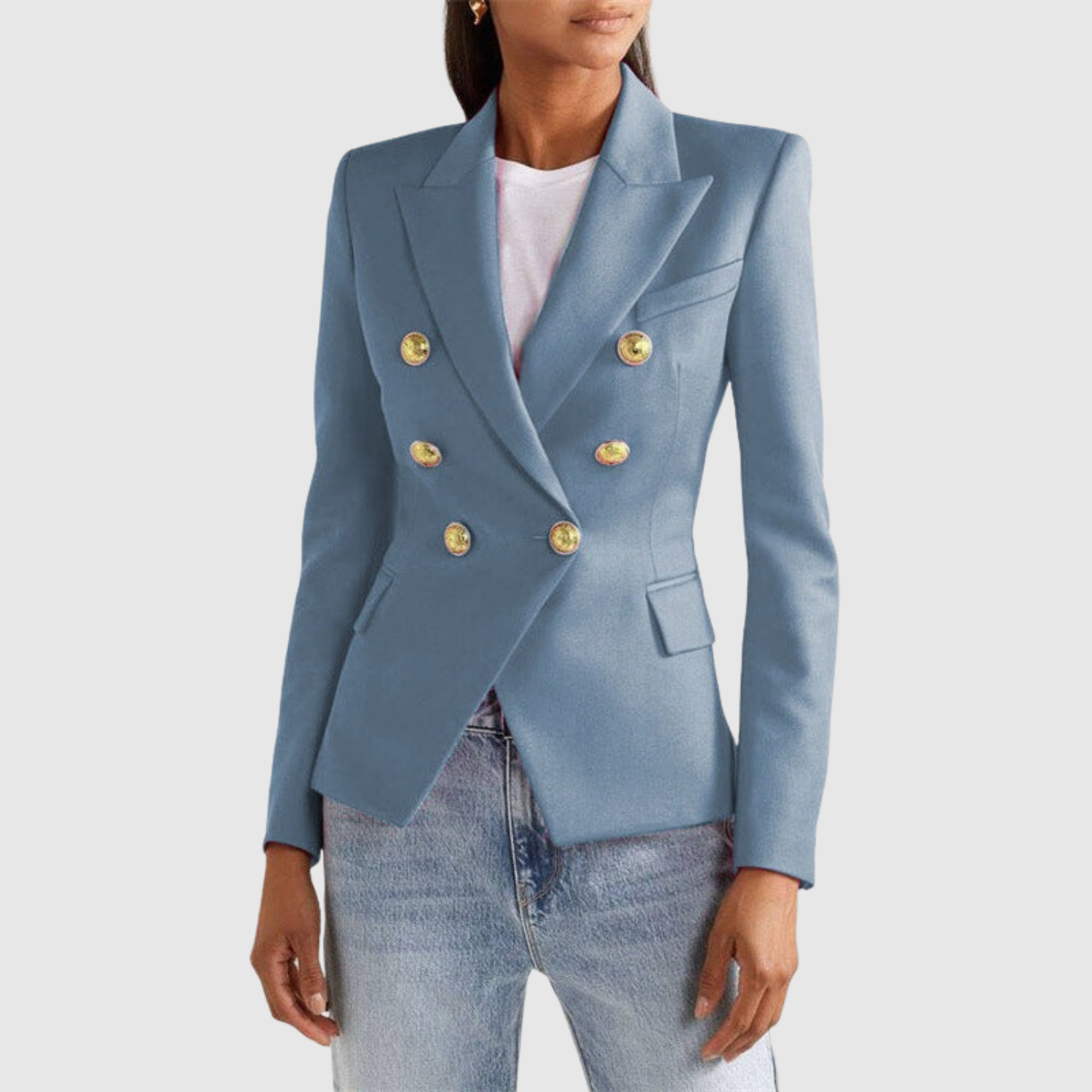 Silvie – Veste bicolore avec boutons dorés