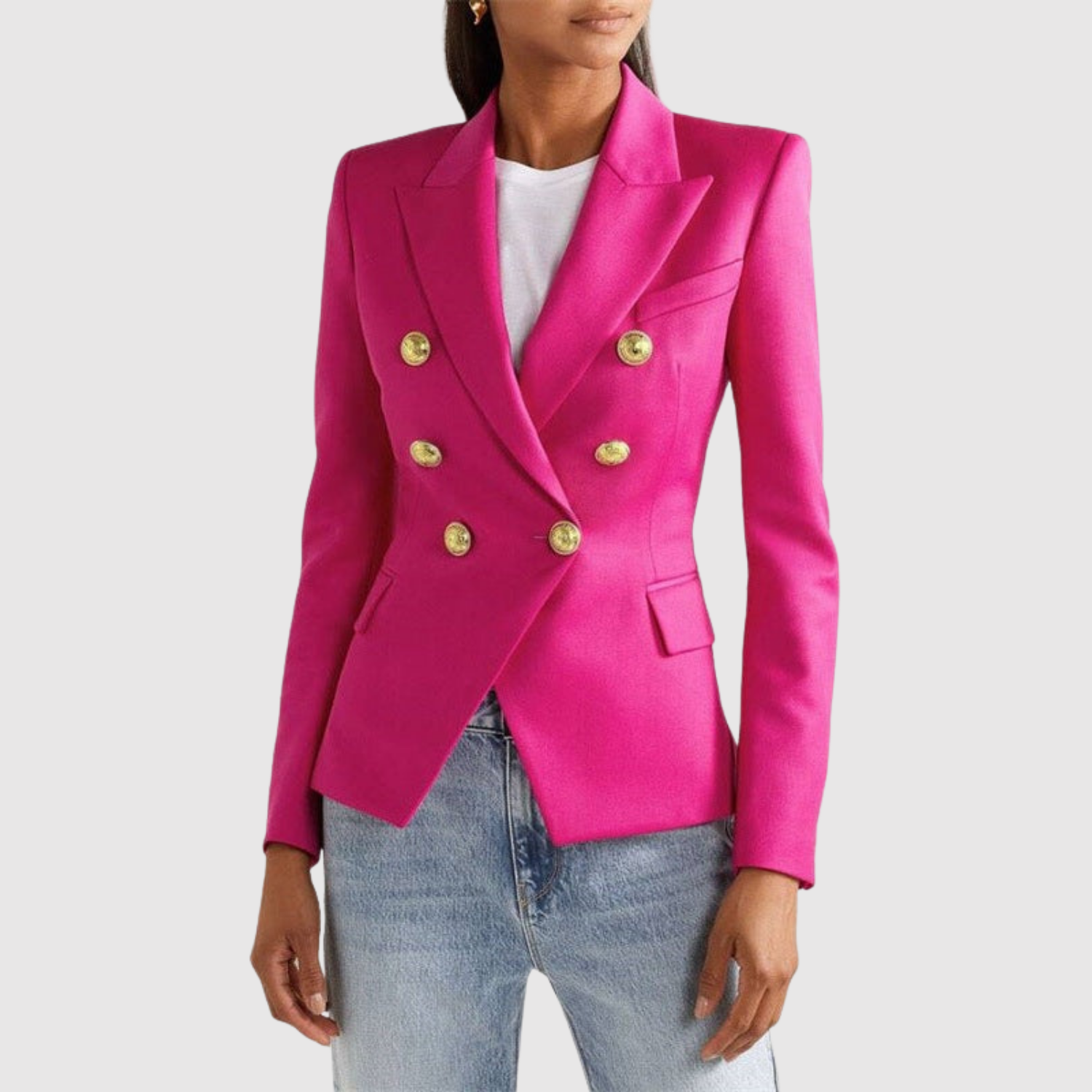 Silvie – Veste bicolore avec boutons dorés