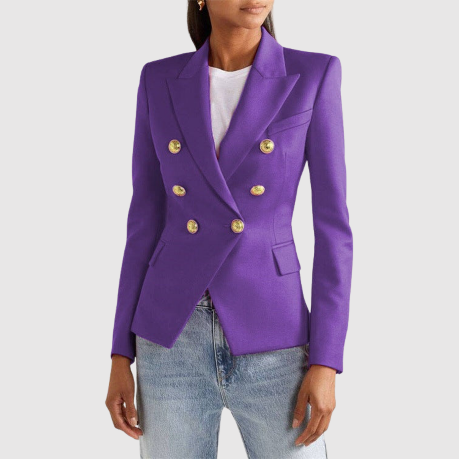 Silvie – Veste bicolore avec boutons dorés