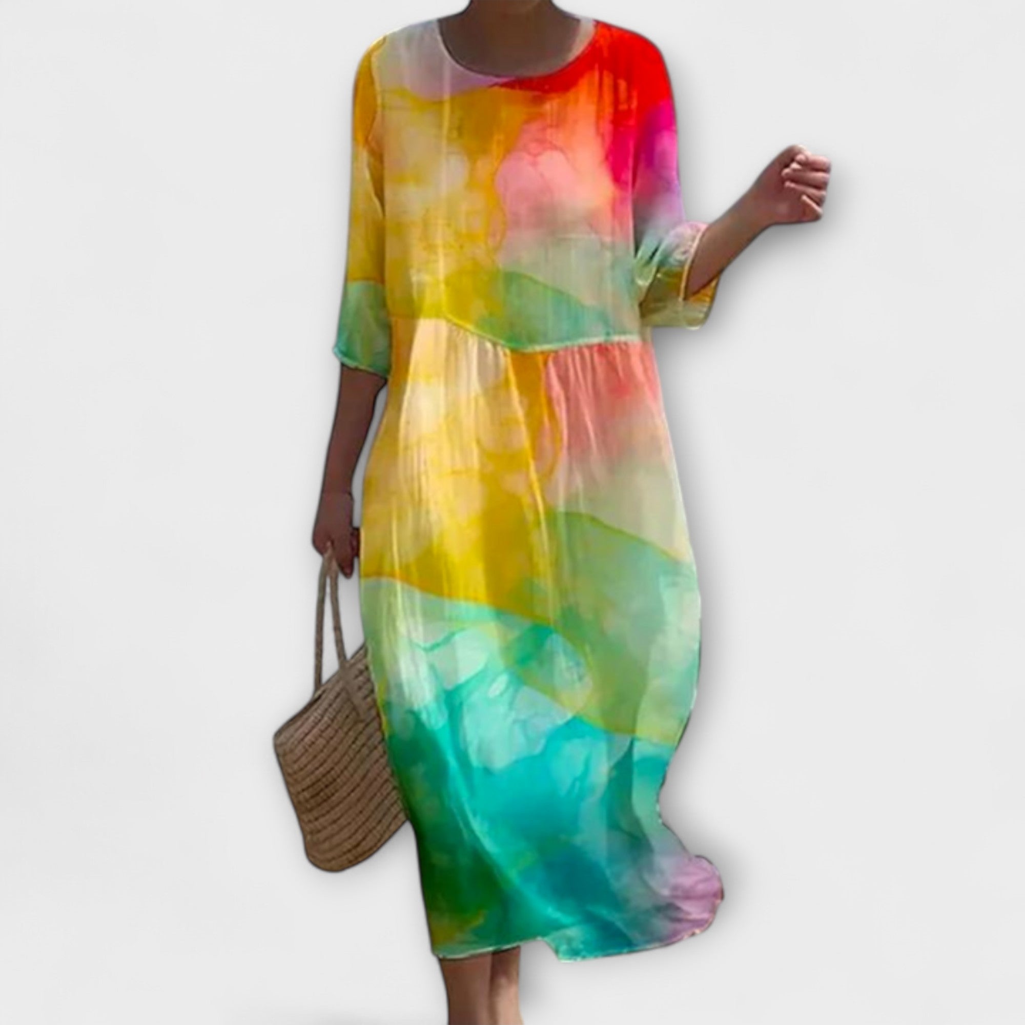 Léna - Robe longue élégante à motif floral