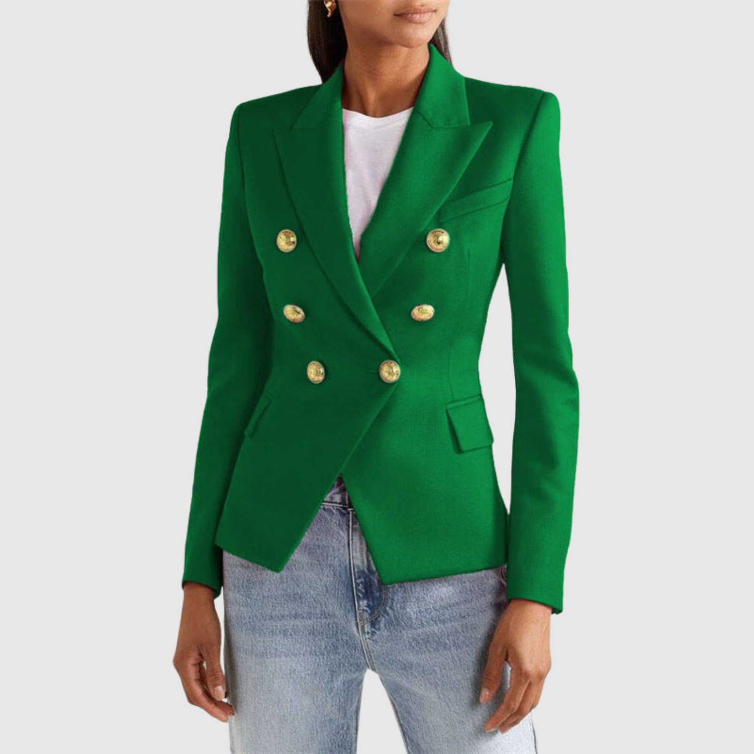 Silvie – Veste bicolore avec boutons dorés