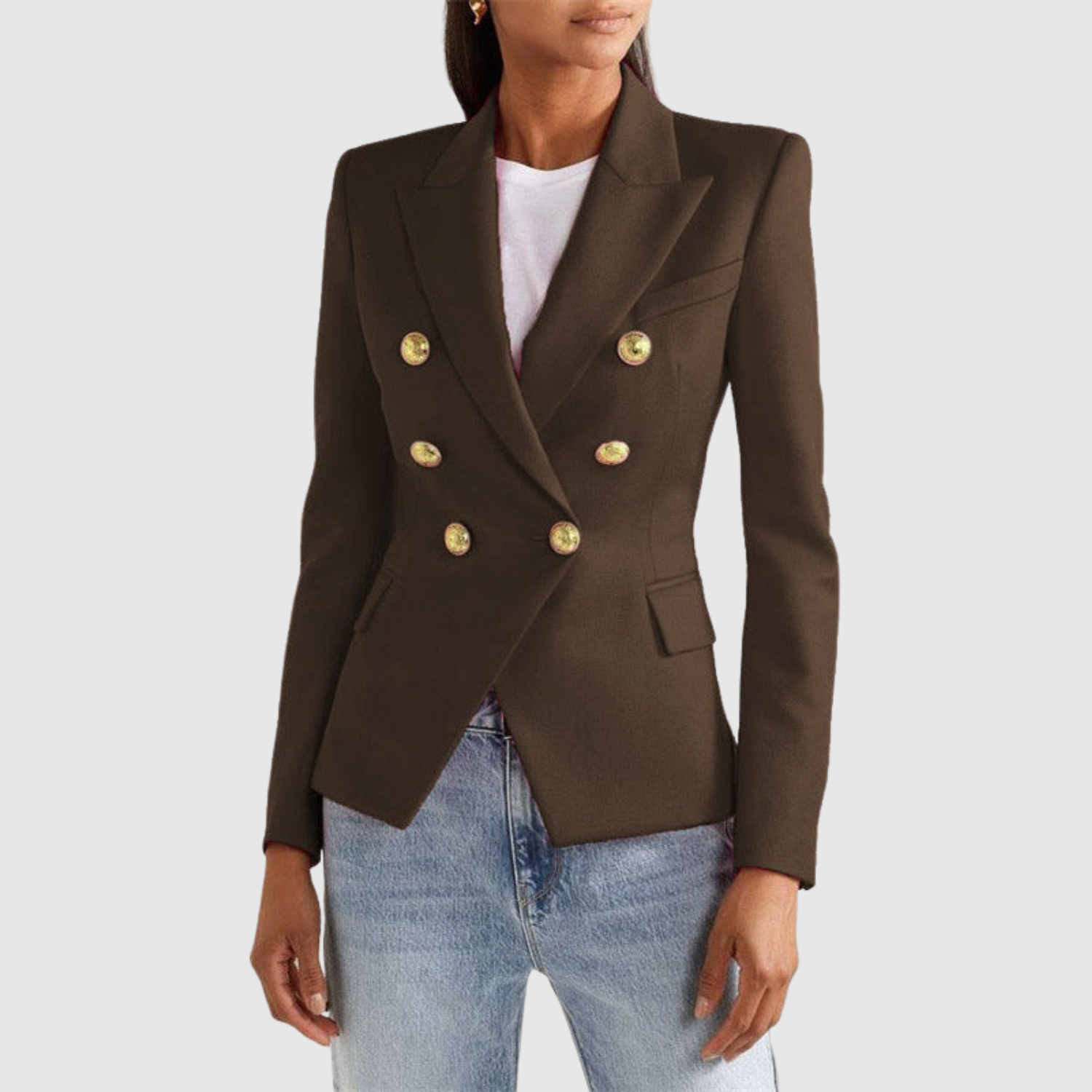 Silvie – Veste bicolore avec boutons dorés