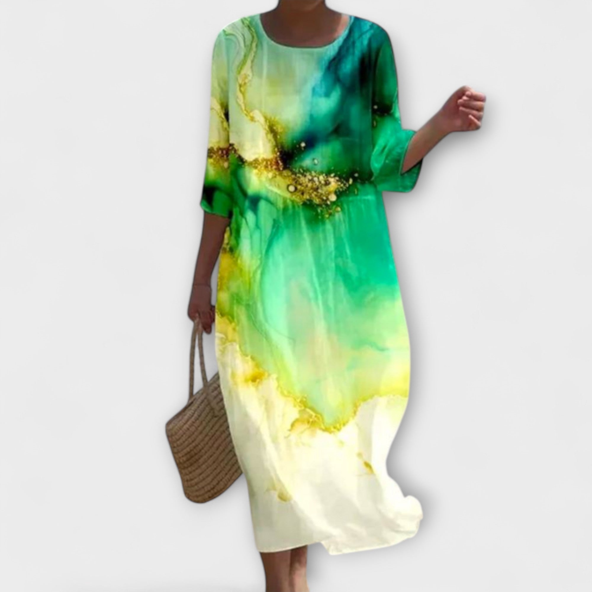 Léna - Robe longue élégante à motif floral