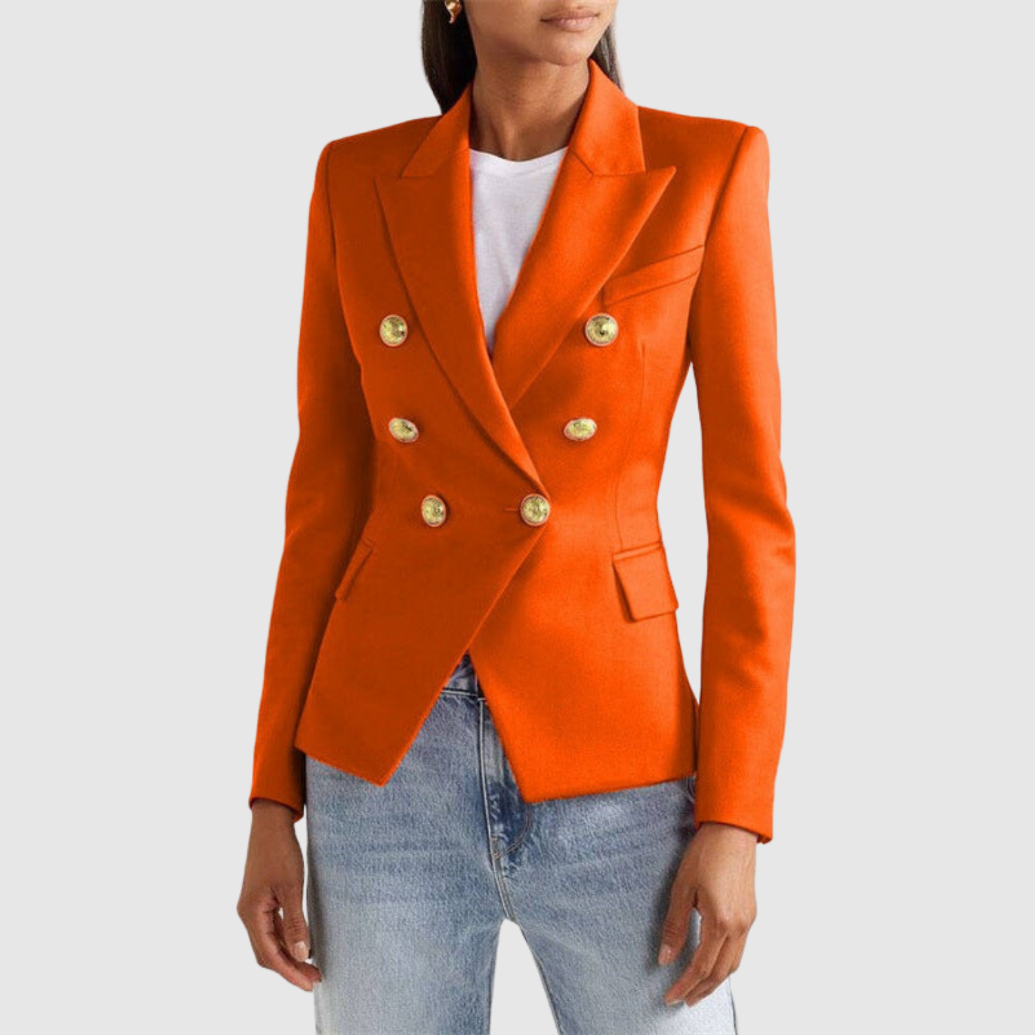 Silvie – Veste bicolore avec boutons dorés
