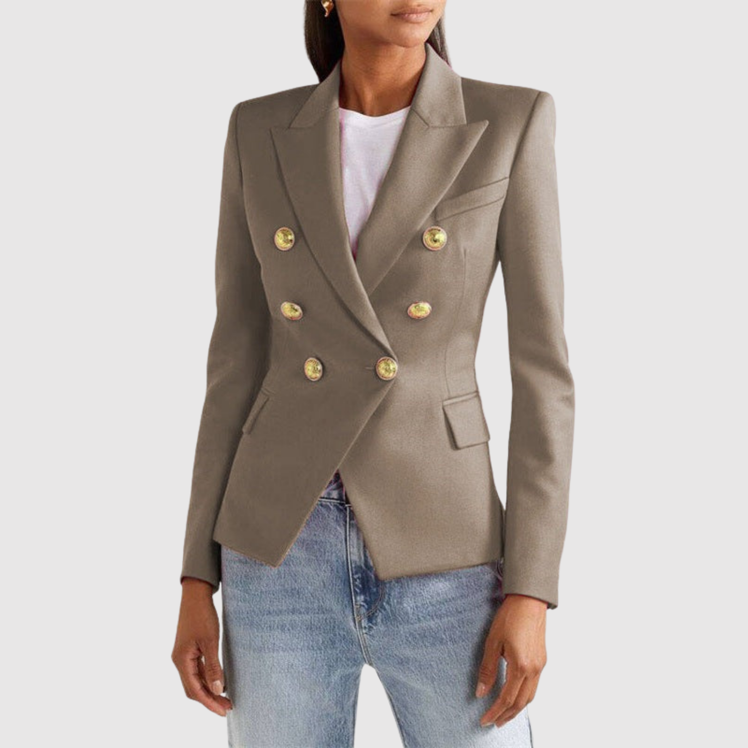 Silvie – Veste bicolore avec boutons dorés