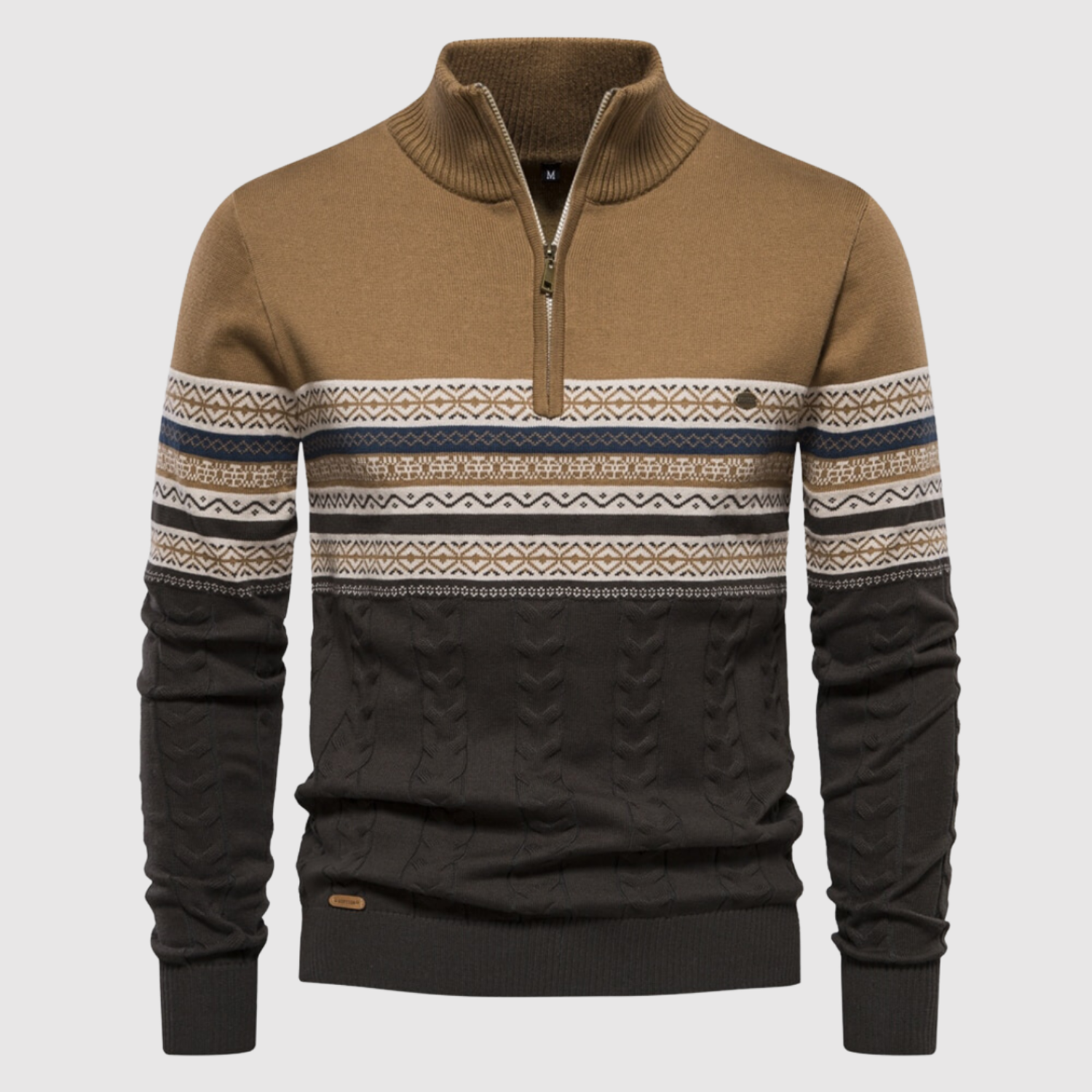 Daniel – Pull avec fermeture polo et rayures multicolores