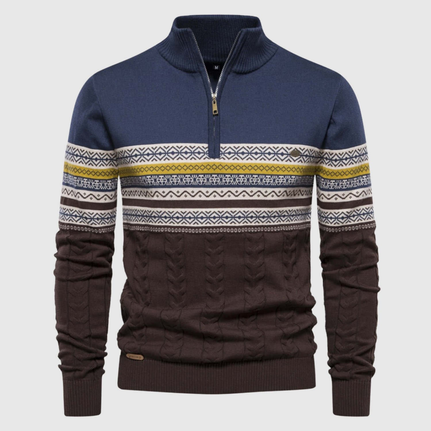 Daniel – Pull avec fermeture polo et rayures multicolores