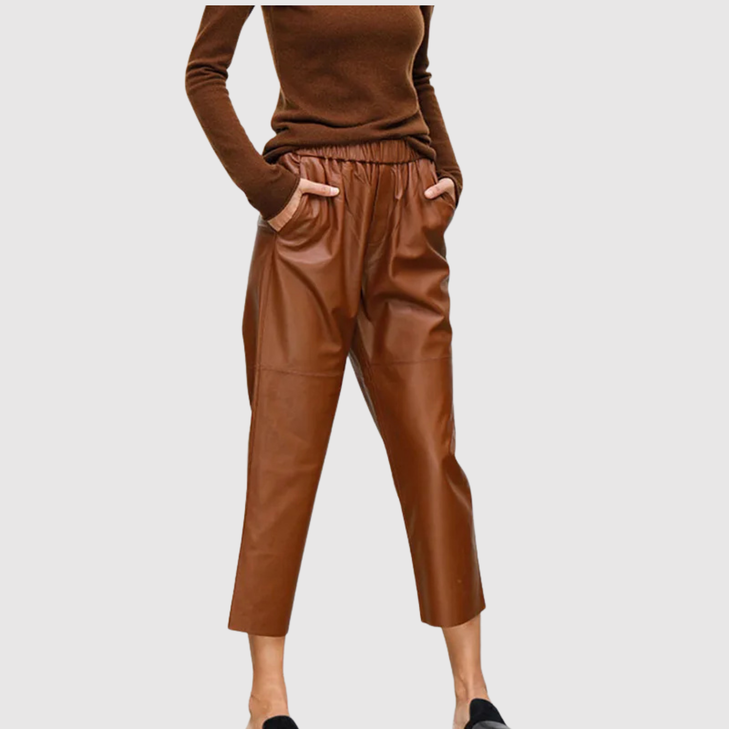 Mira – Pantalon en cuir avec taille élastique