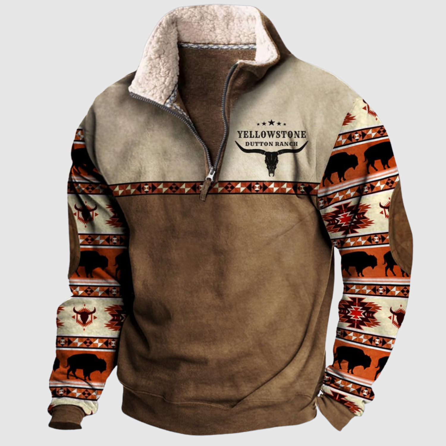Daniel - Sweat en polaire avec des manches colorées et demi-zip