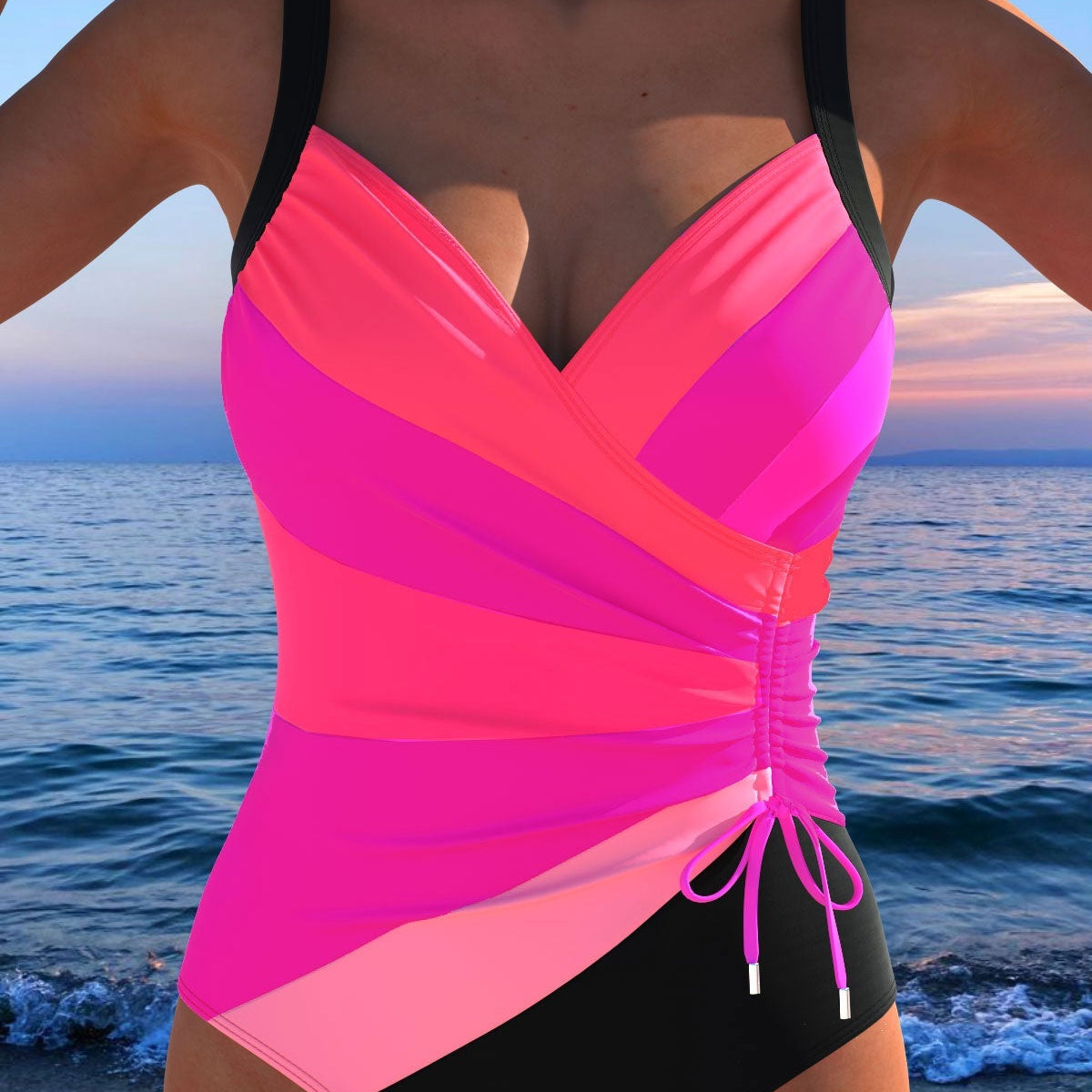 Gabrielle - Maillot de Bain Surplice Luxe avec Imprimé Coloré