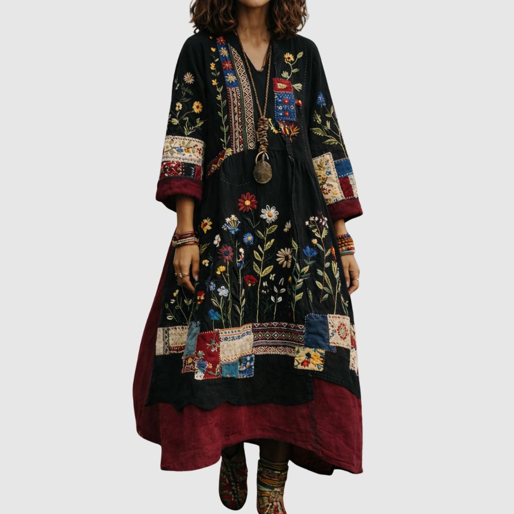 Zoé - Robe bohème à motifs artistiques