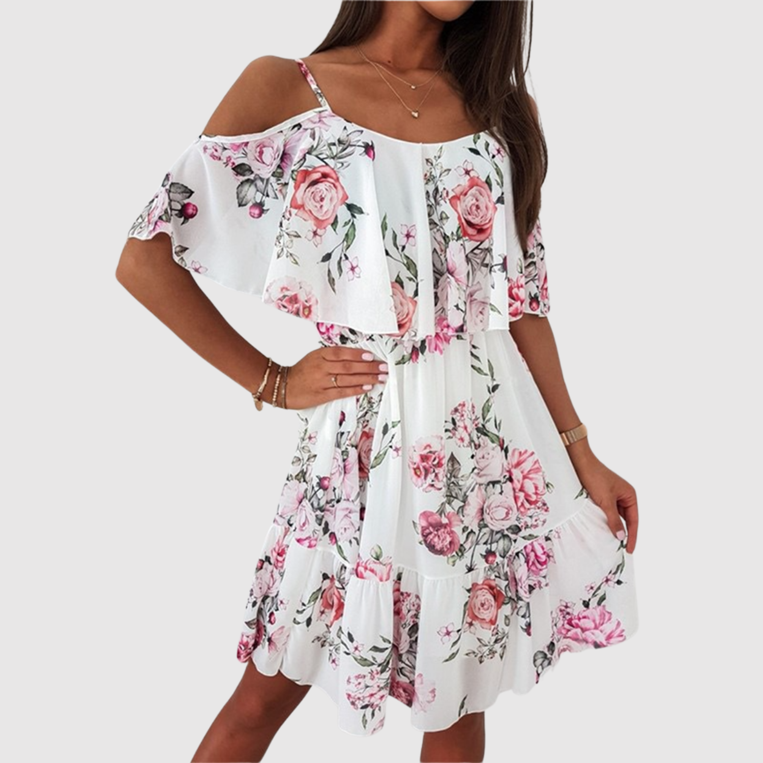 Léna – Robe sans bretelles à fleurs