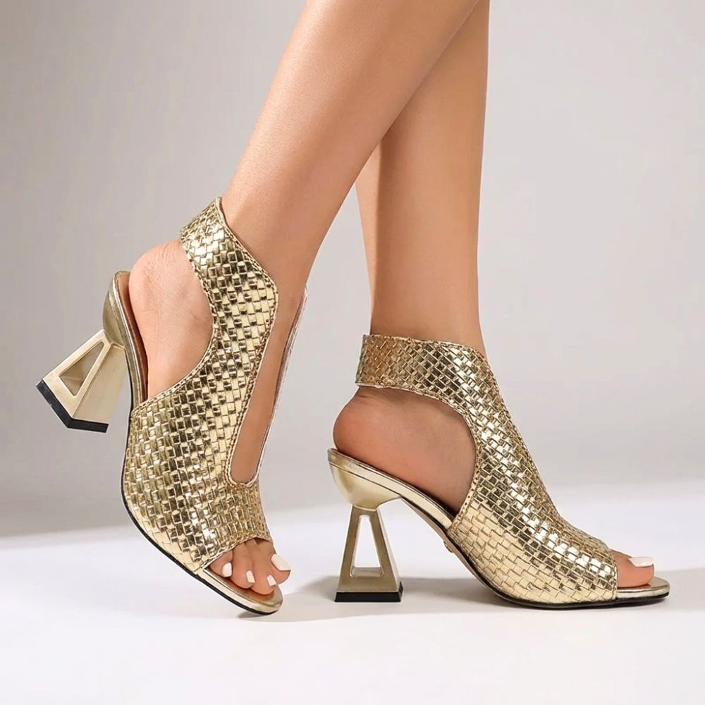 Magdalena – Sandales pour femmes à talons avec finition dorée