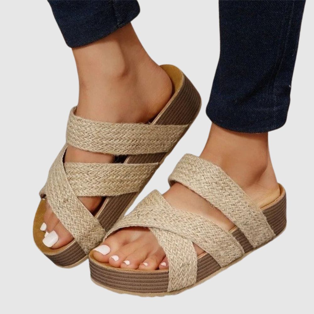 Anna – Sandales compensées orthopédiques à brides tressées