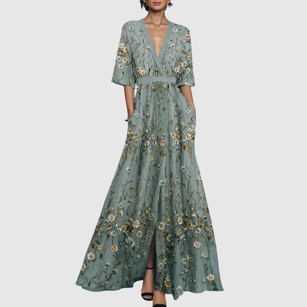 Zoé - Robe longue à coupe portefeuille élégante
