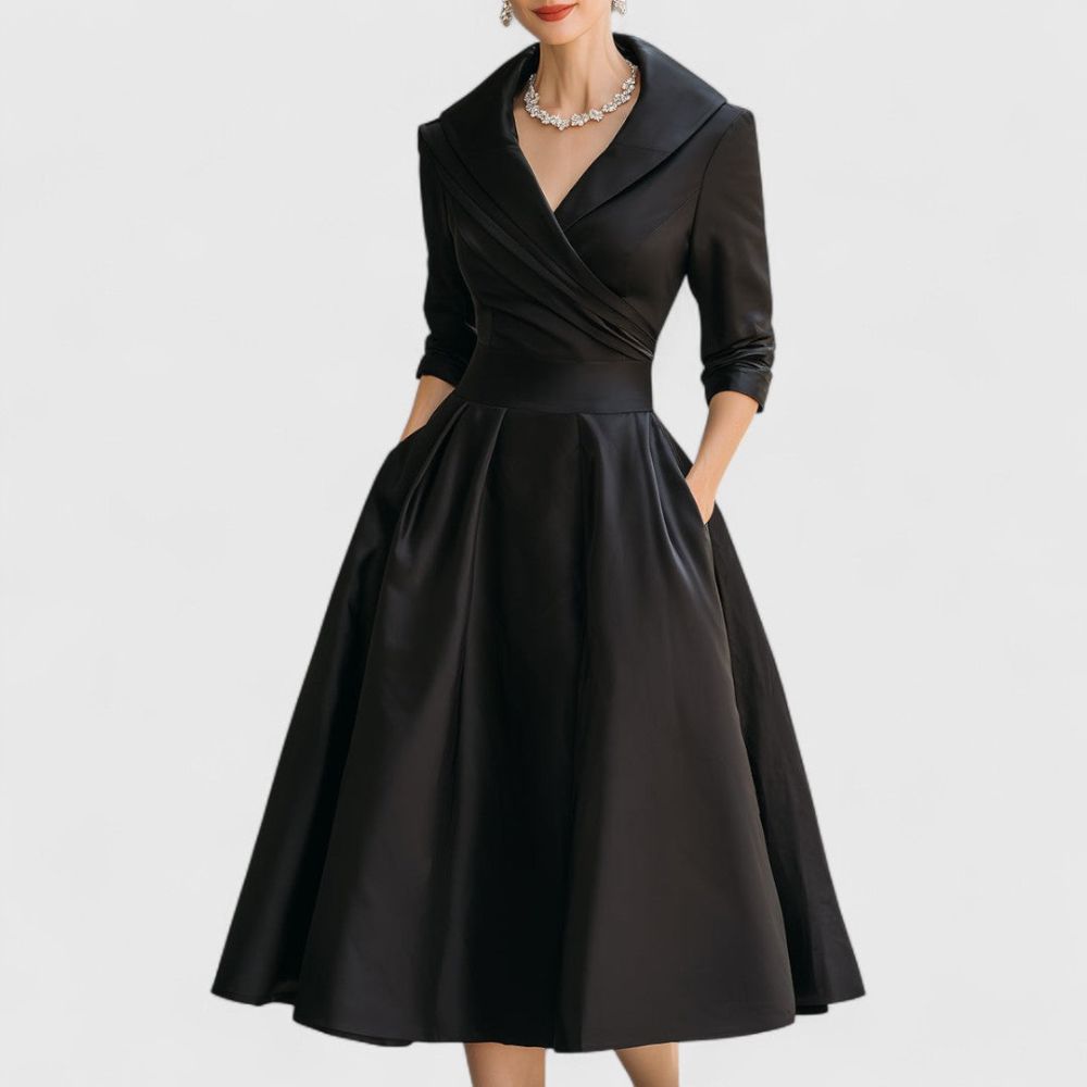 Zoé - Robe midi élégante avec décolleté en portefeuille