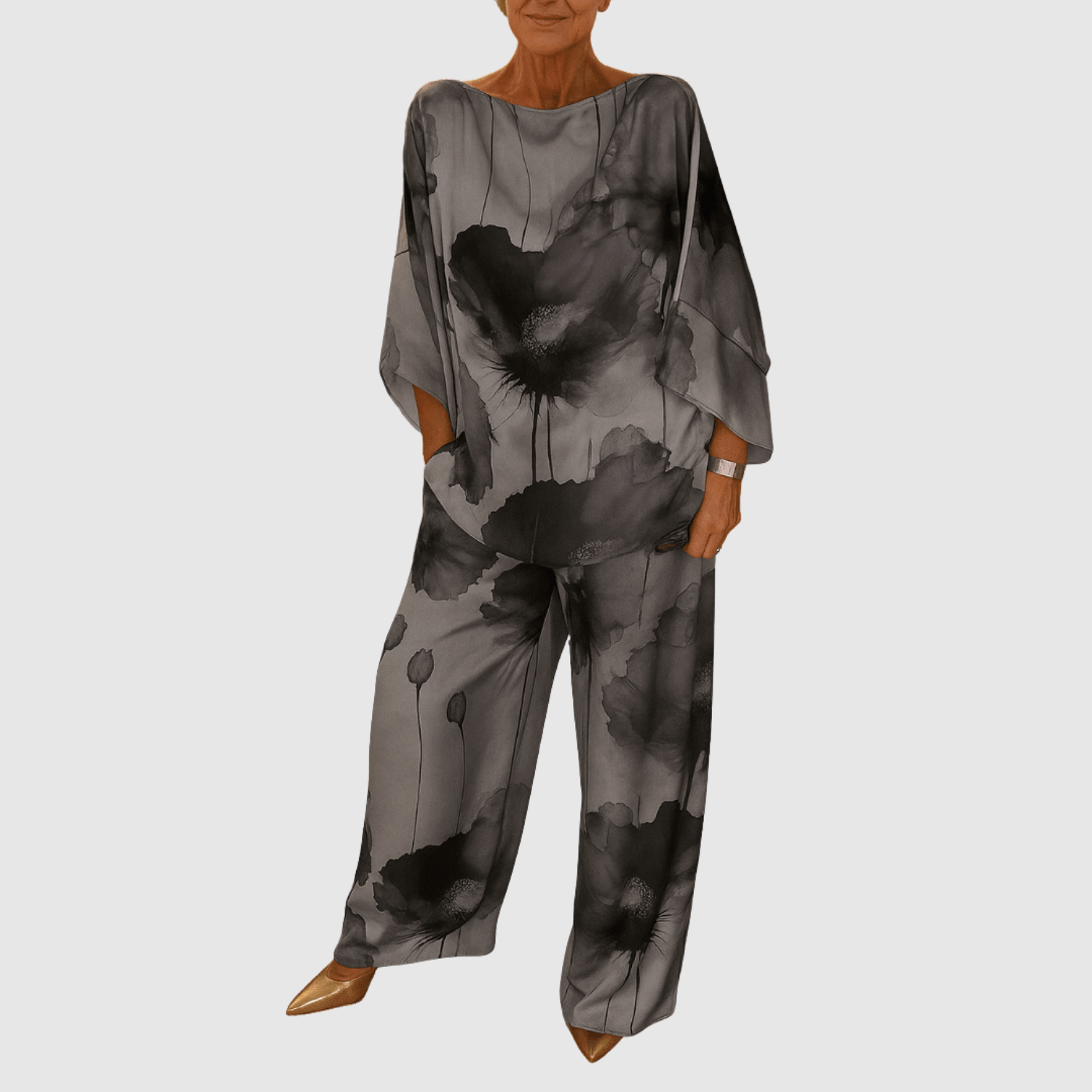 Inès – Ensemble avec des imprimés aquarelle satinés