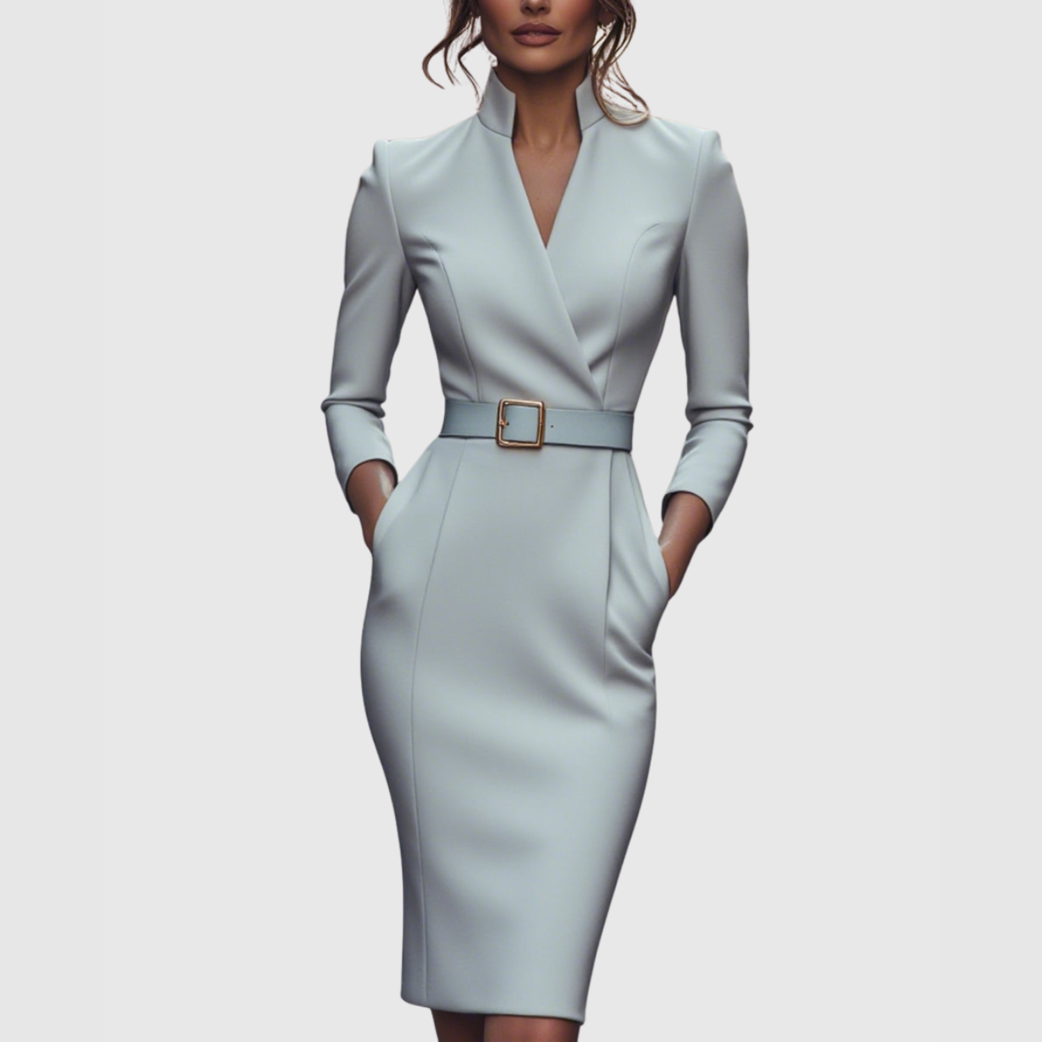 Léna – Robe élégante avec ceinture et décolleté en V