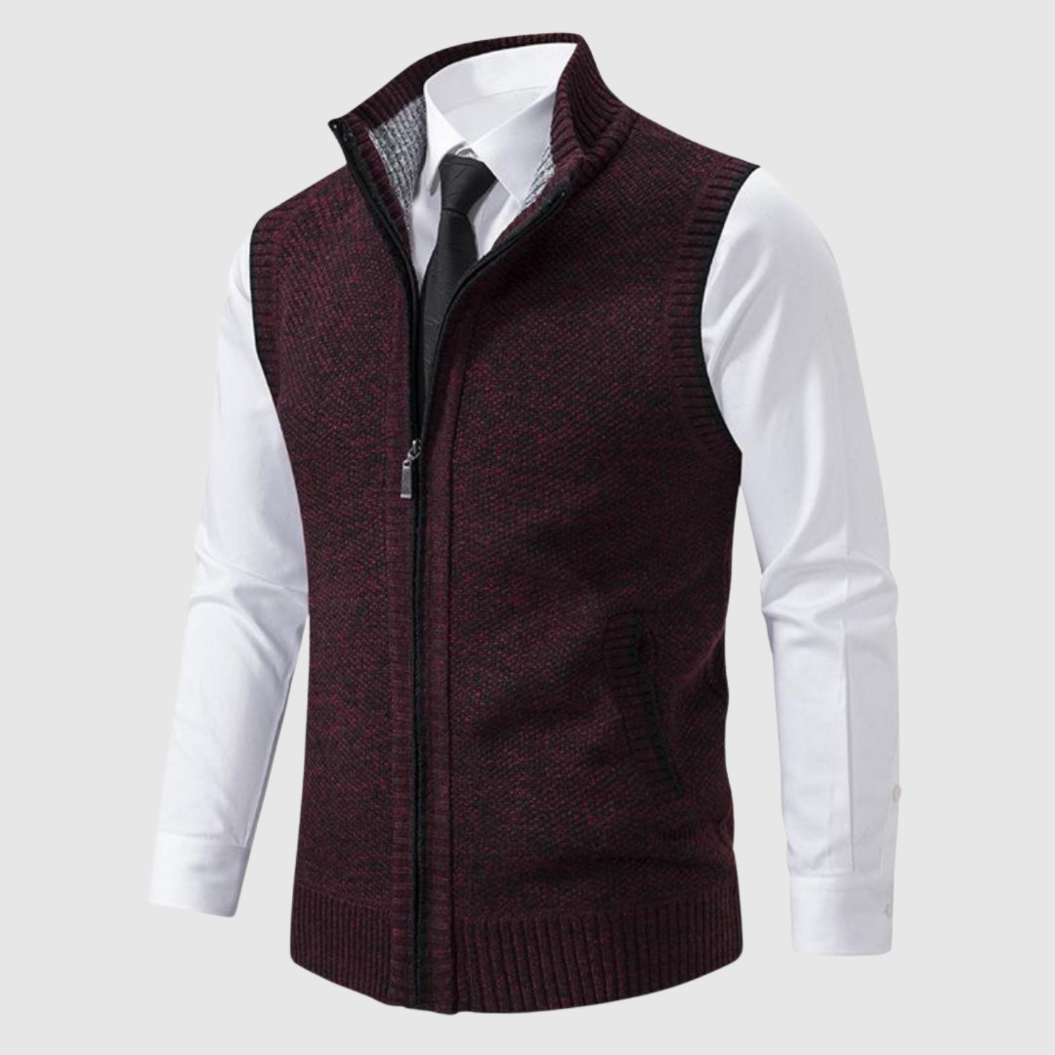 Šimon - Gilet texturé en maille pour homme avec fermeture éclair
