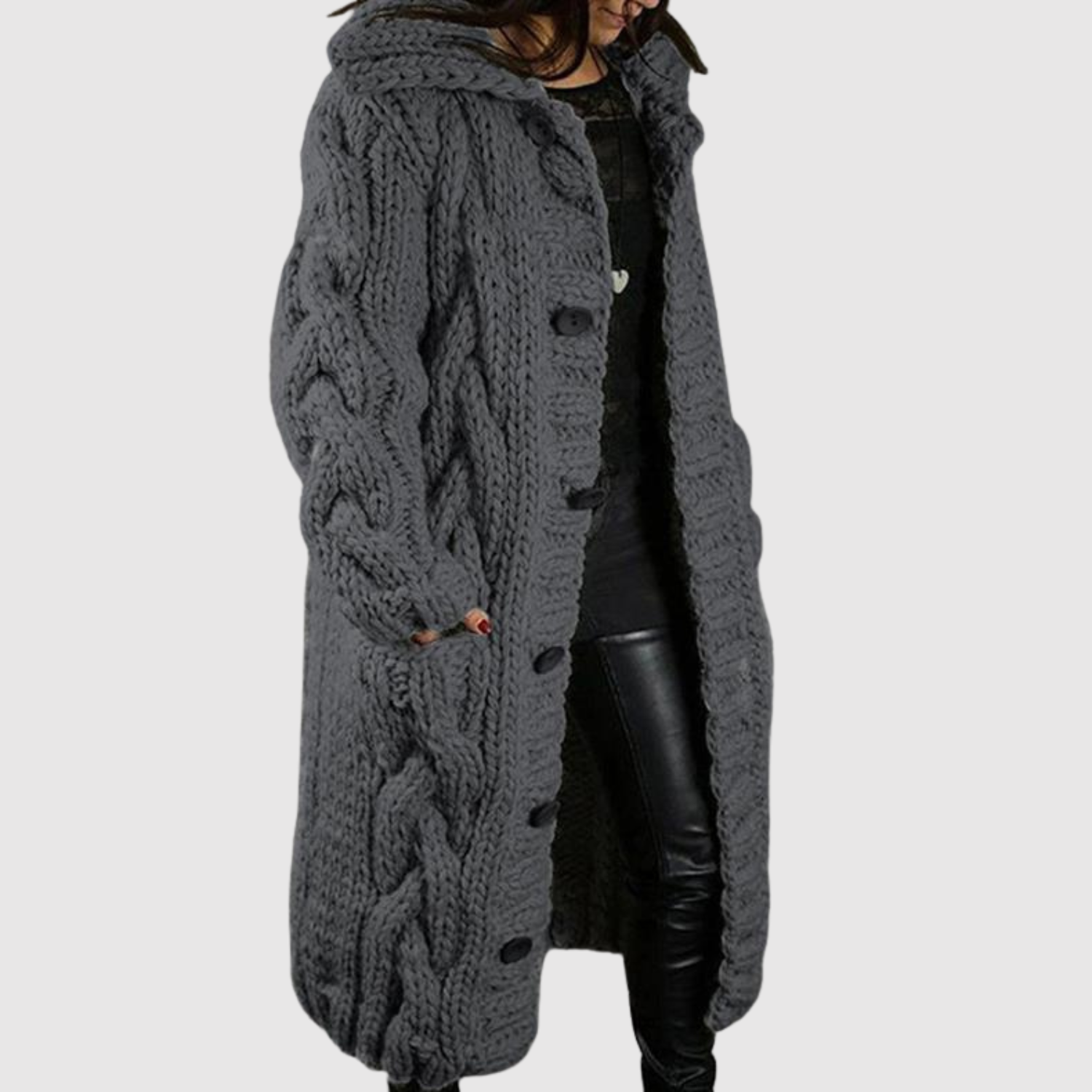 Jelena - Manteau long en tricot avec un relief moderne