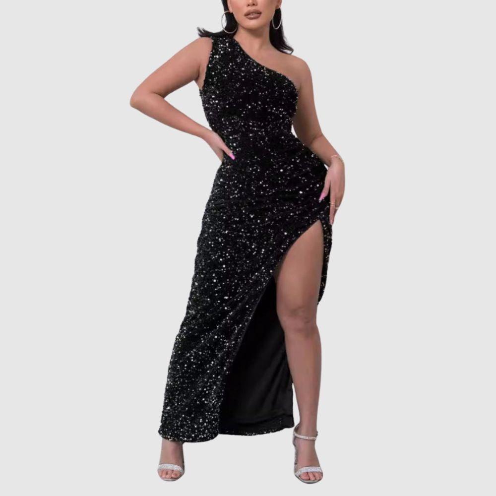 Zoé - Robe asymétrique en sequins