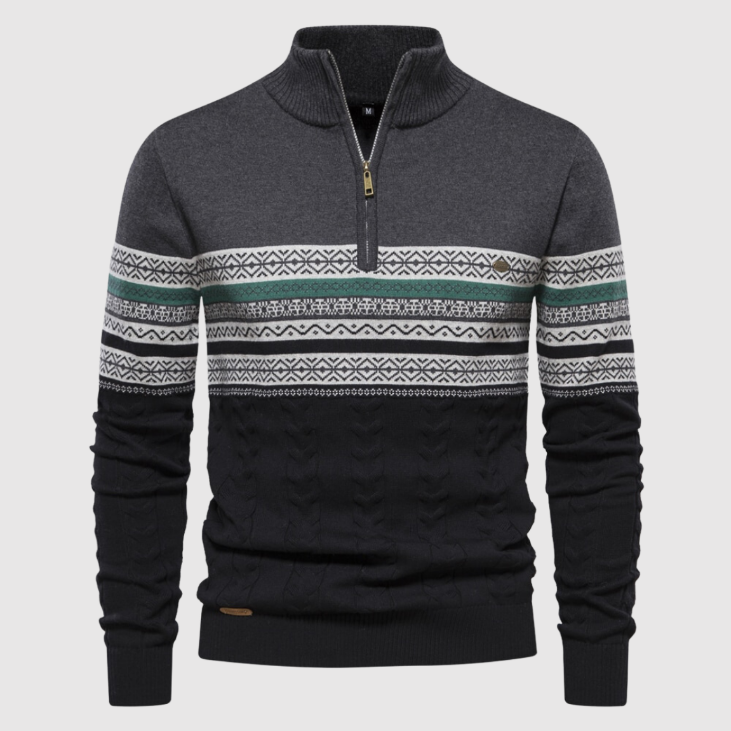 Daniel – Pull avec fermeture polo et rayures multicolores