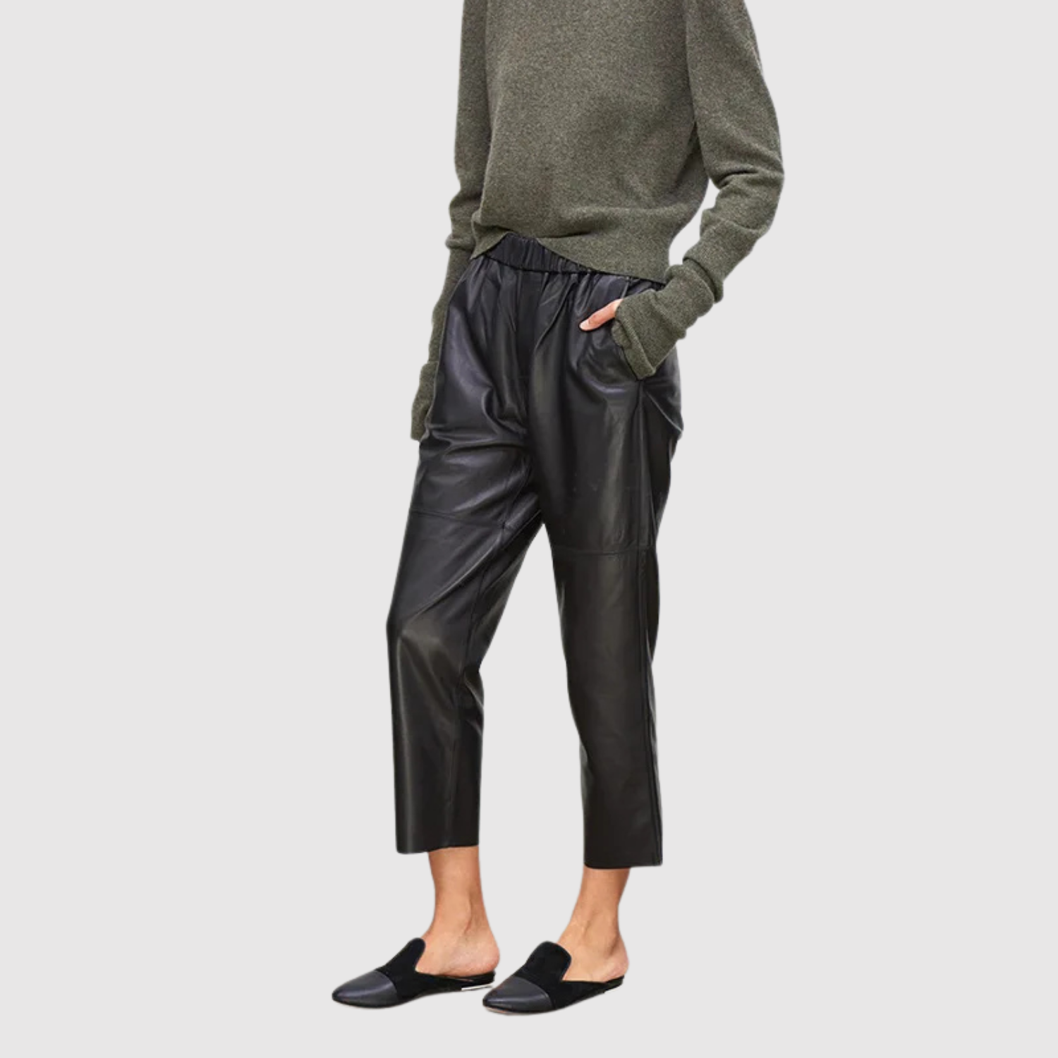 Mira – Pantalon en cuir avec taille élastique