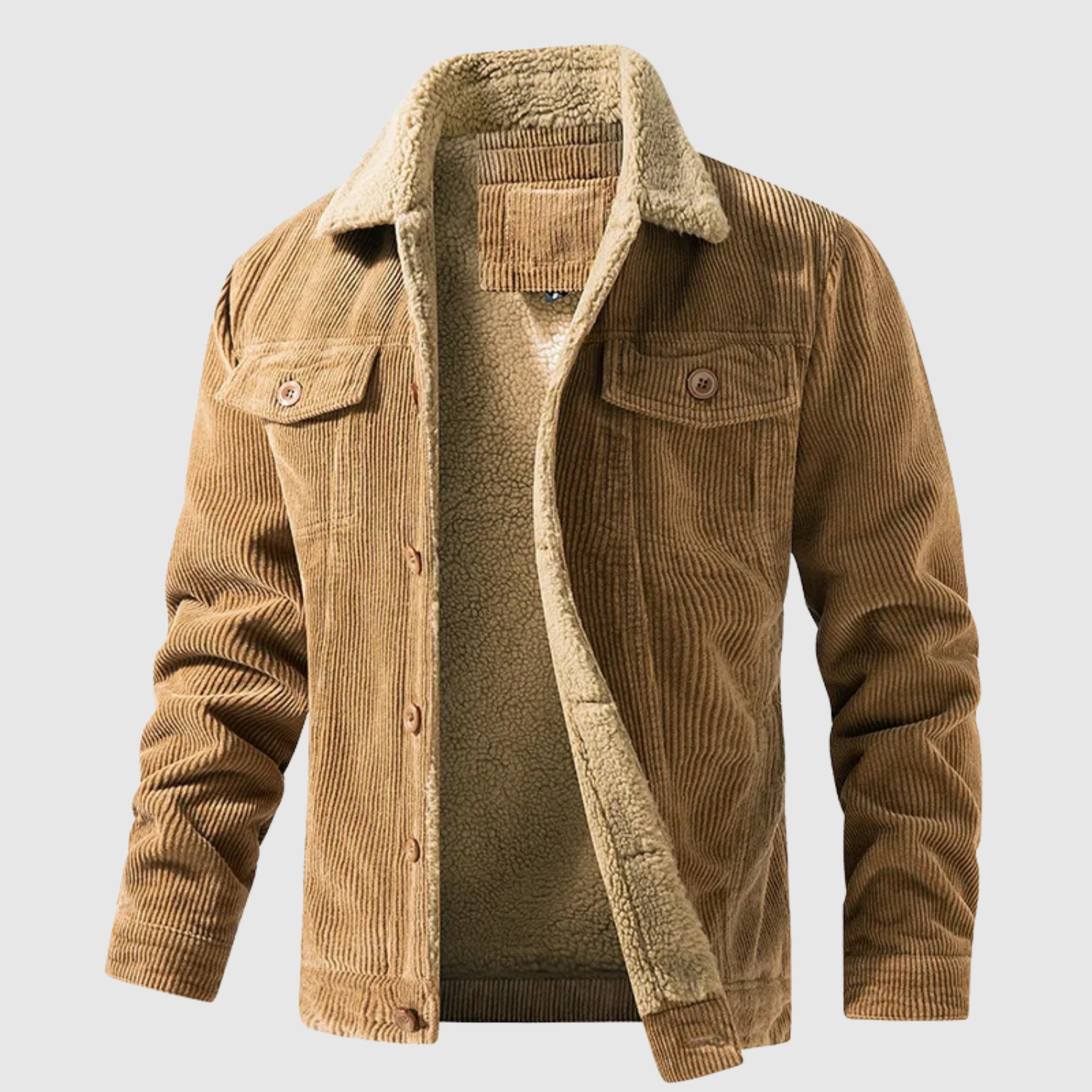 Marek – Veste en velours chaud avec doublure en teddy et finition vintage