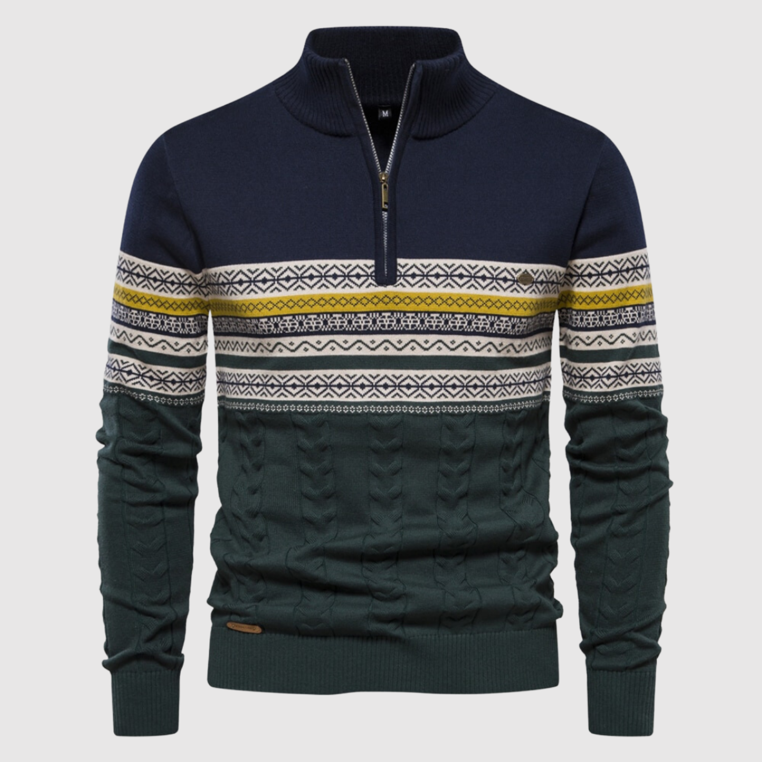 Daniel – Pull avec fermeture polo et rayures multicolores