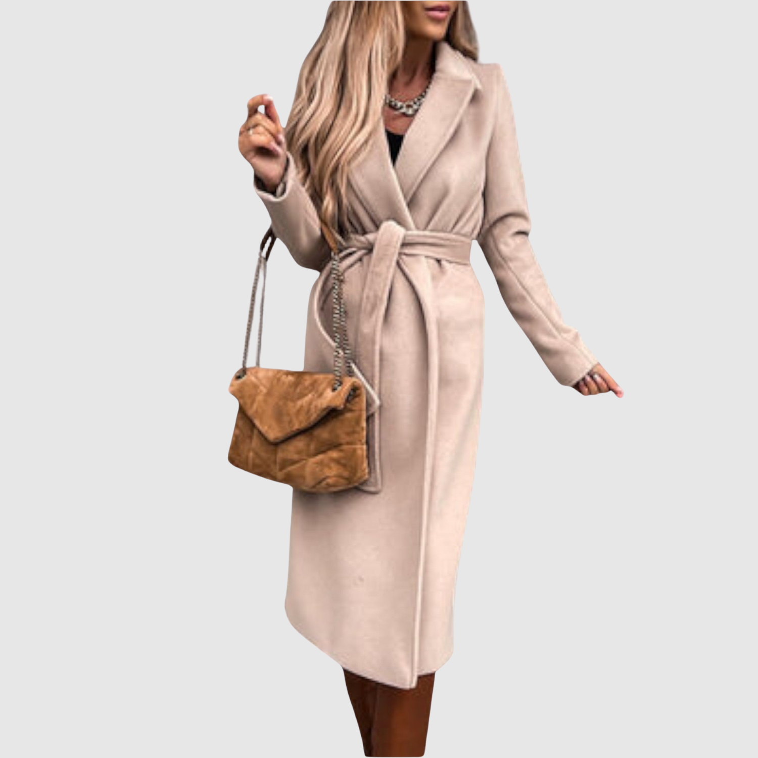 Jelena – Manteau en laine avec ceinture et design minimaliste