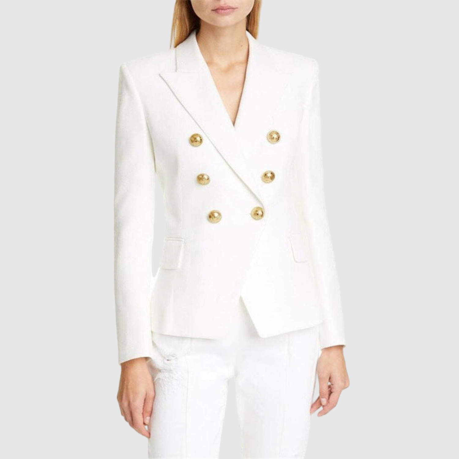 Silvie – Veste bicolore avec boutons dorés