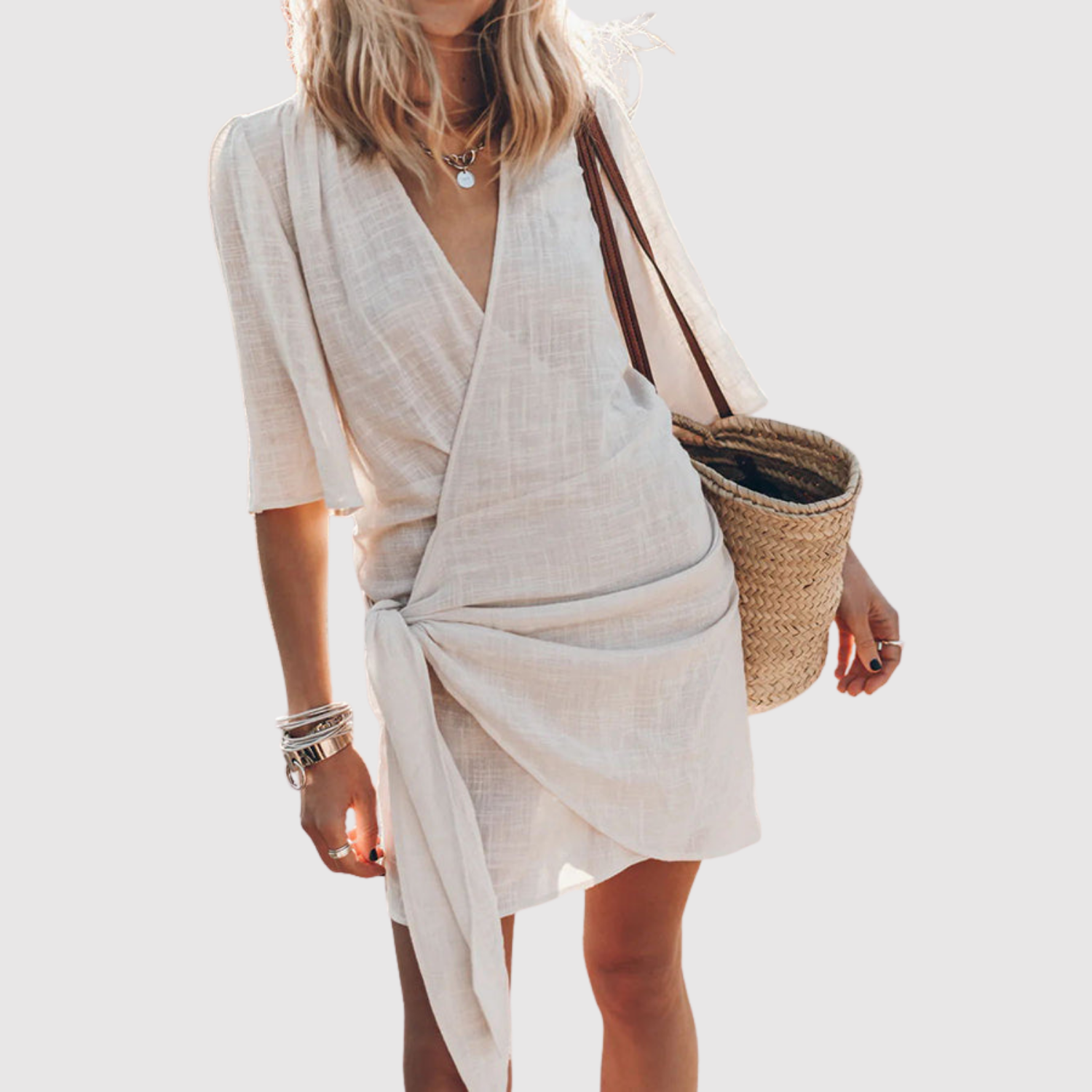 Léna – Robes courtes en bandage en tissu léger
