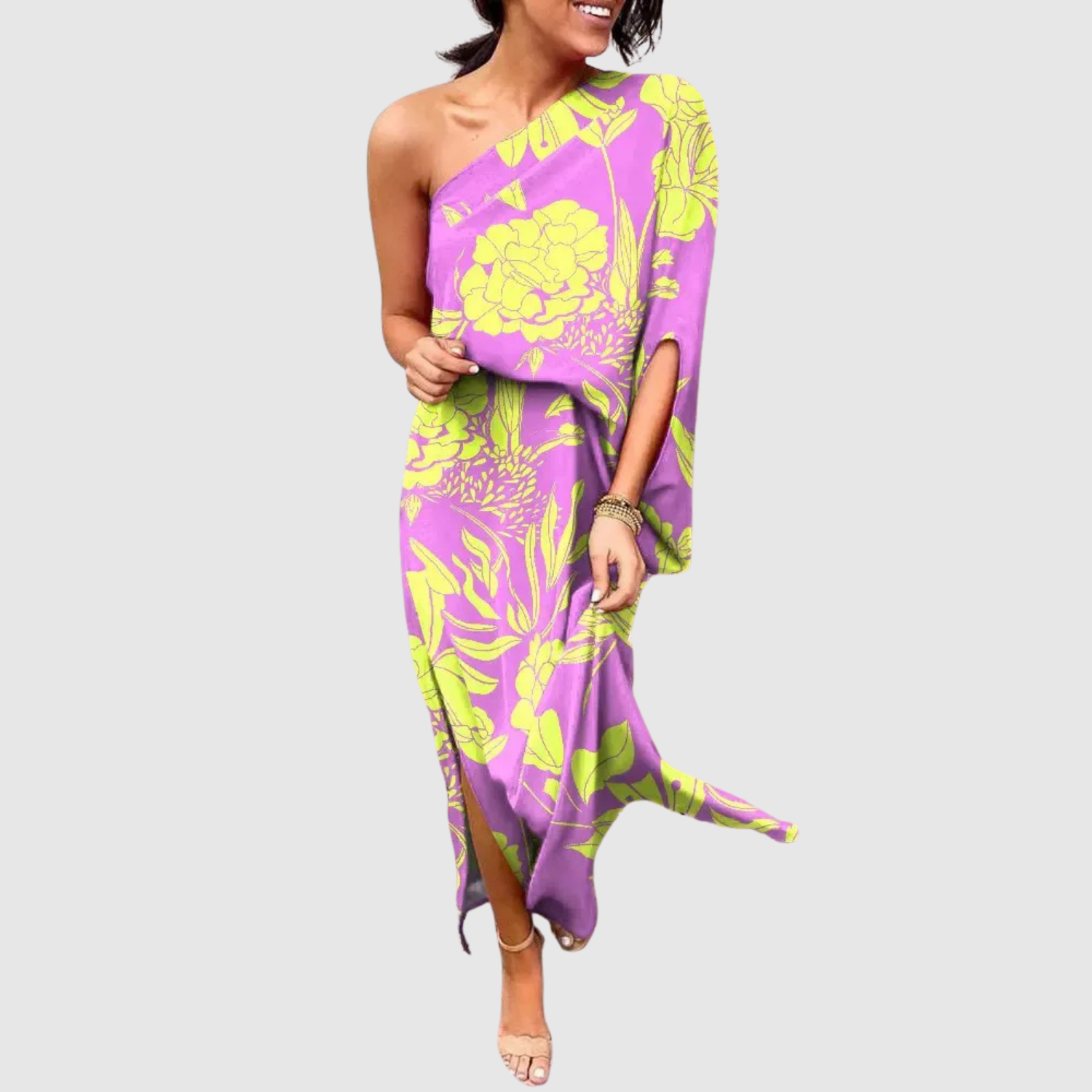 Léna – Robe à coupe asymétrique et motif floral