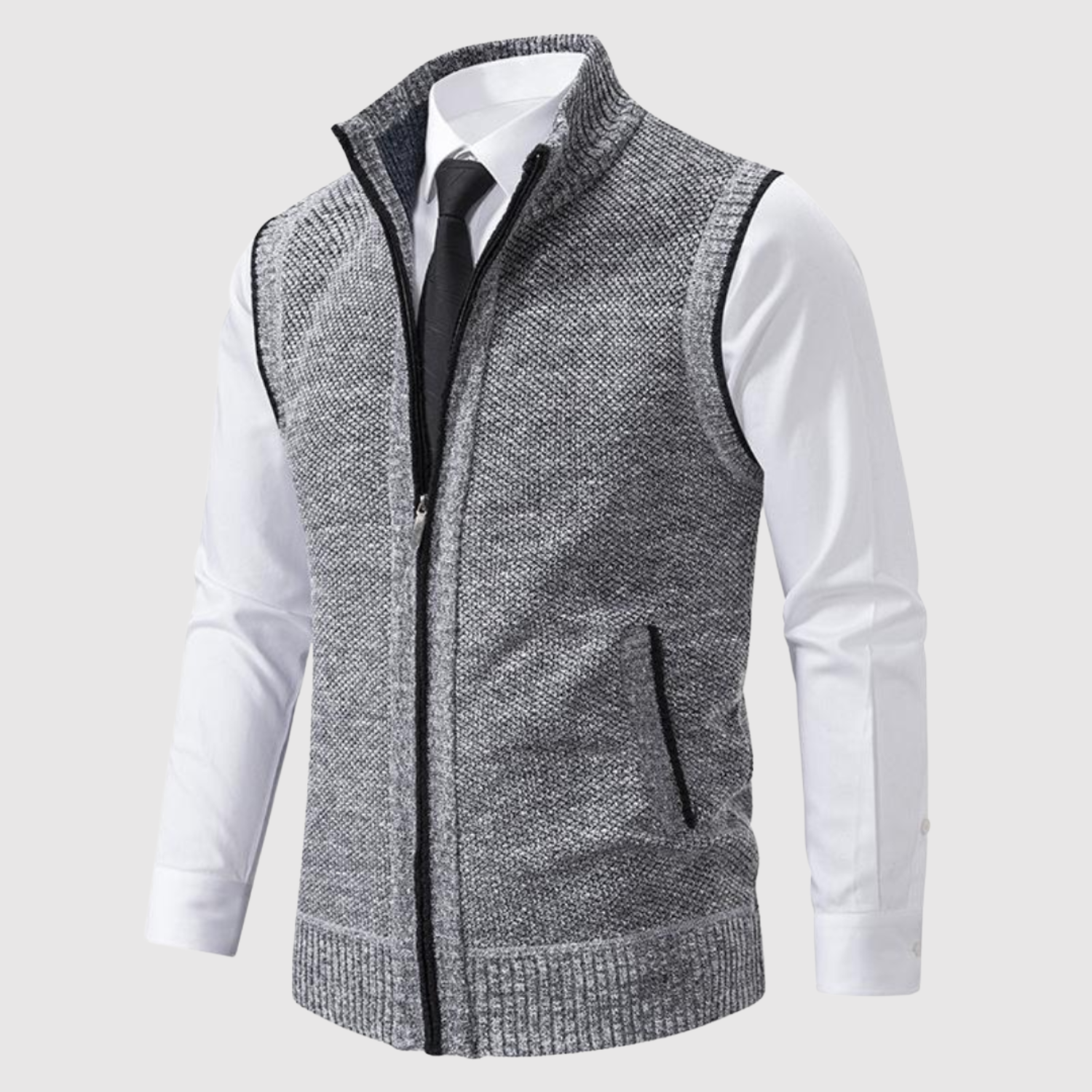 Šimon - Gilet texturé en maille pour homme avec fermeture éclair