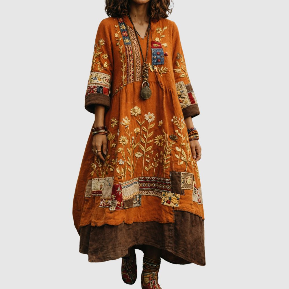 Zoé - Robe bohème à motifs artistiques