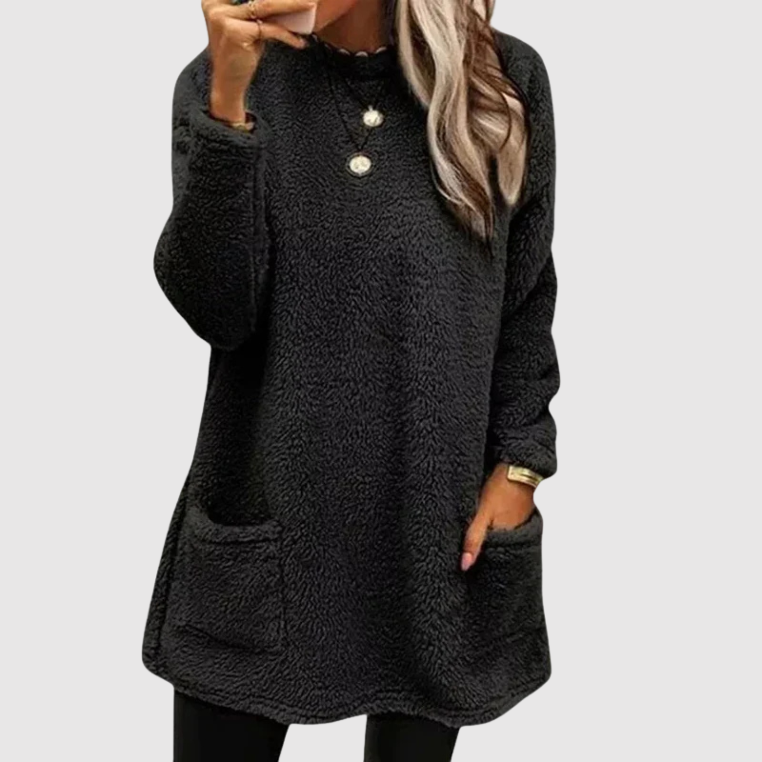 Nora – Sweat-shirt long en polaire douce